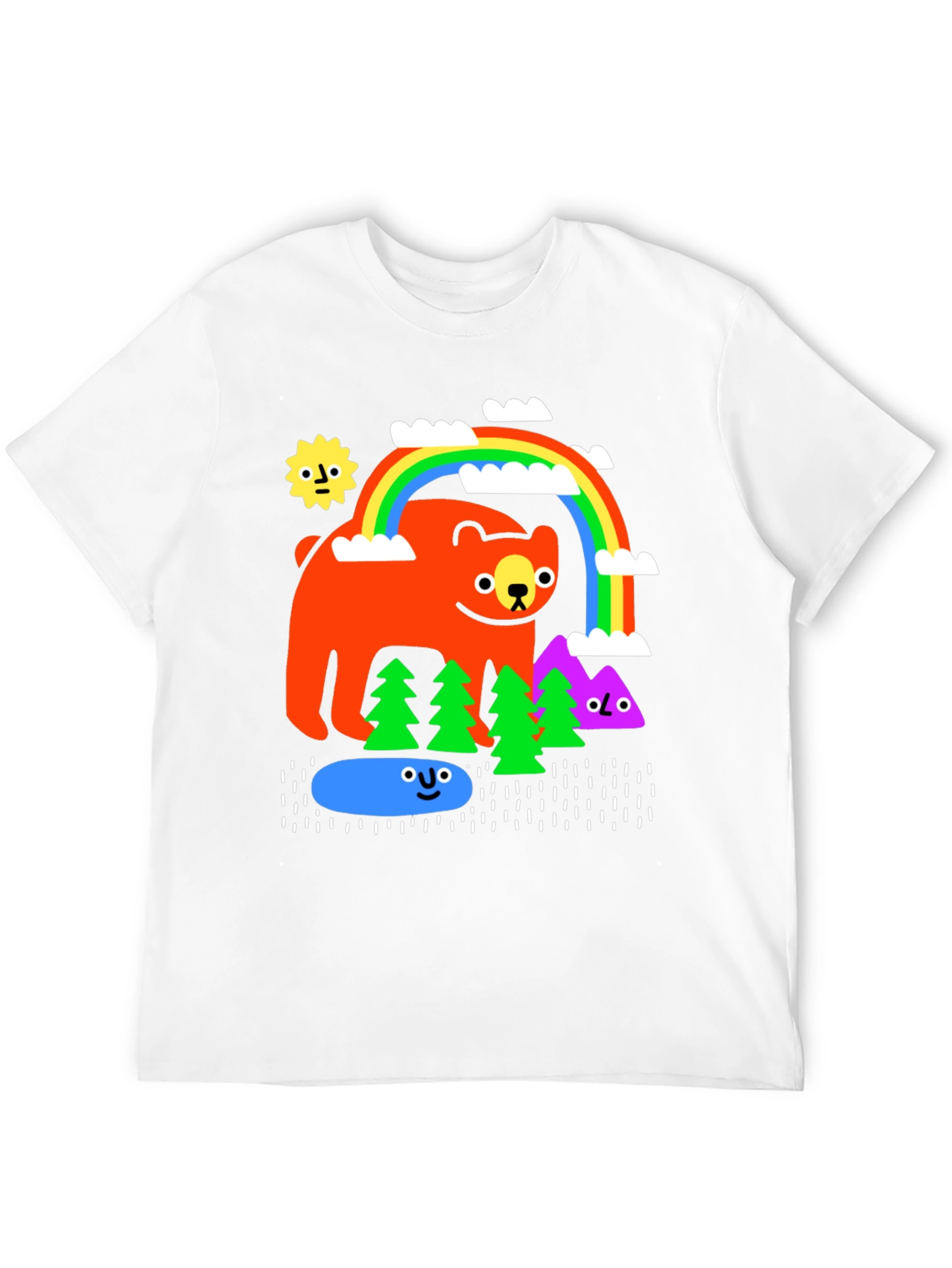 Cartoon Bear Rainbow Graphic Tee
