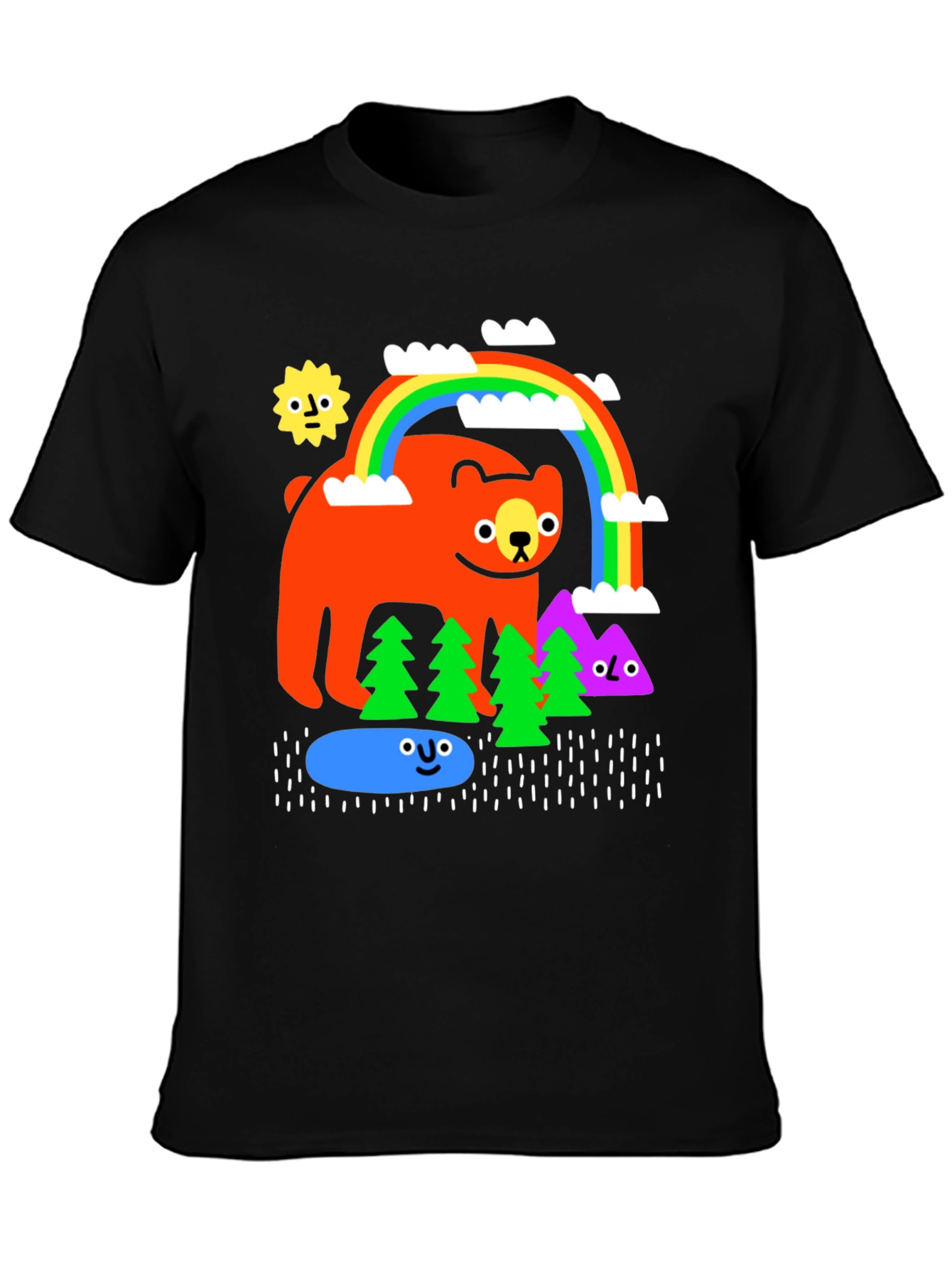 Cartoon Bear Rainbow Graphic Tee