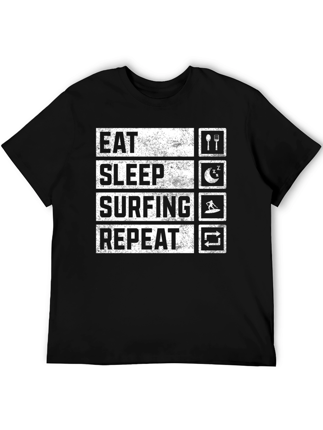 Eat Sleep Surf Repeat Graphic T-Shirt - Black