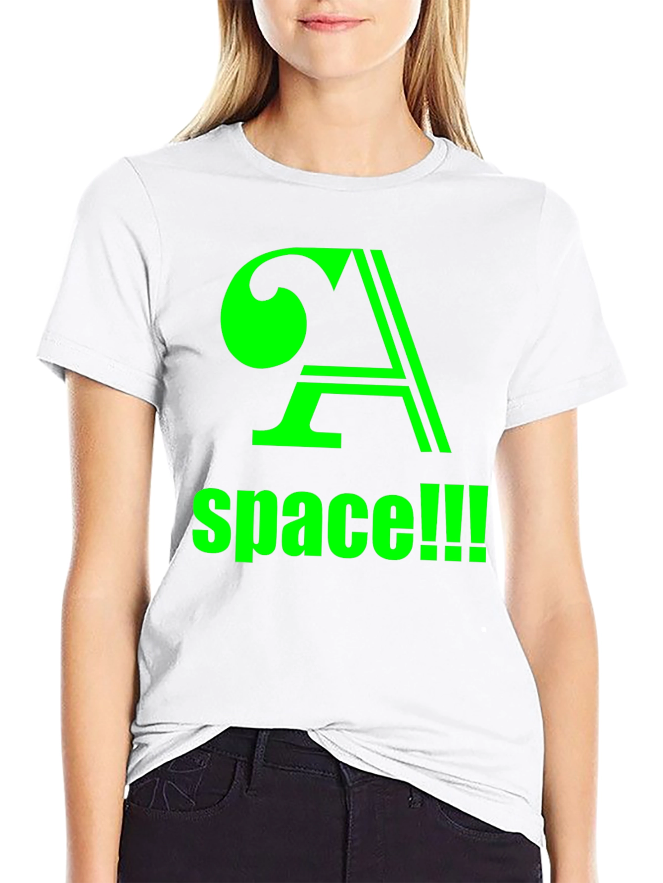 Space! Black T-Shirt with Green Graphic
