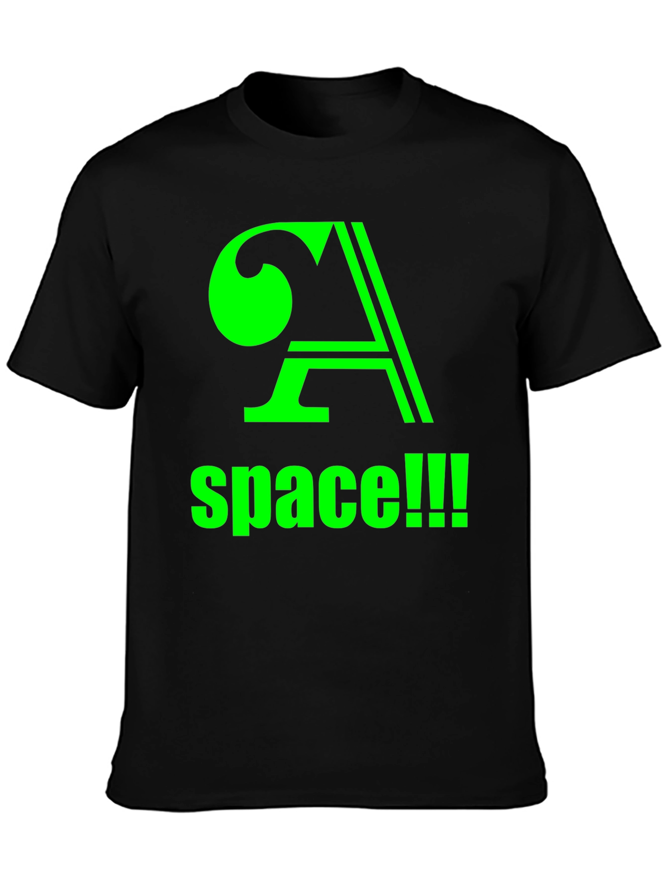 Space! Black T-Shirt with Green Graphic