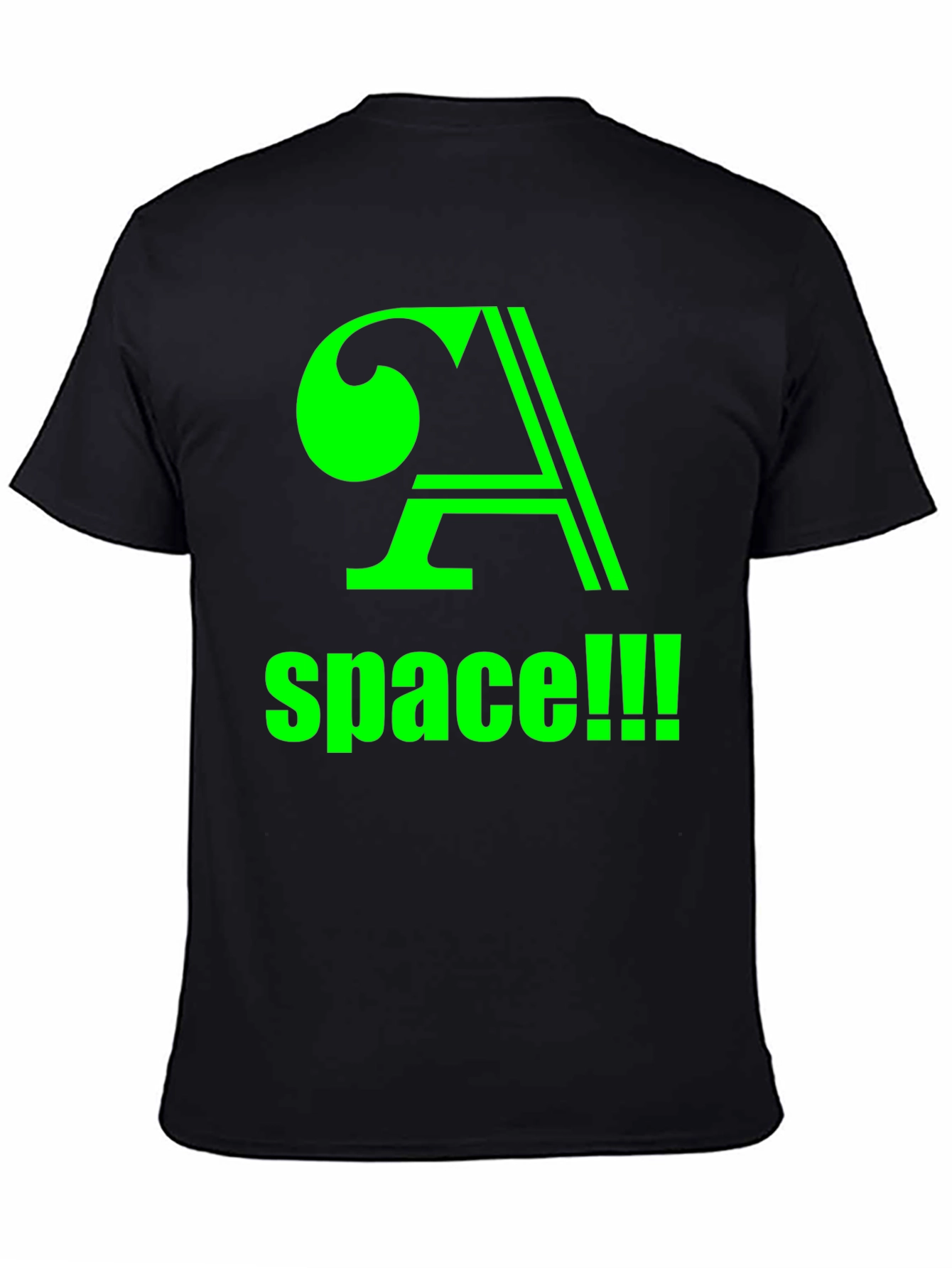 Space! Black T-Shirt with Green Graphic