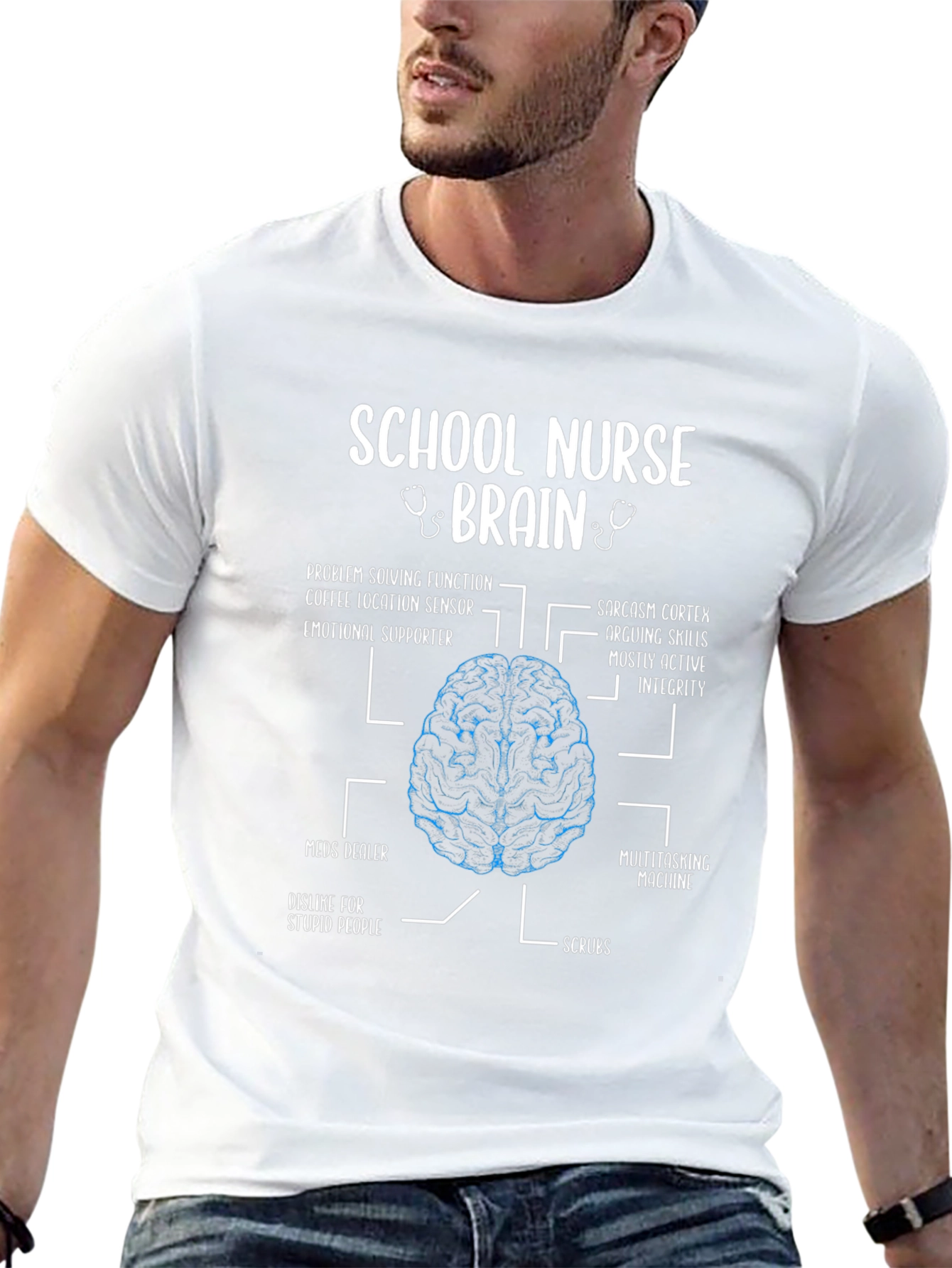 School Nurse Brain Anatomy T-Shirt - Funny Nurse Gift