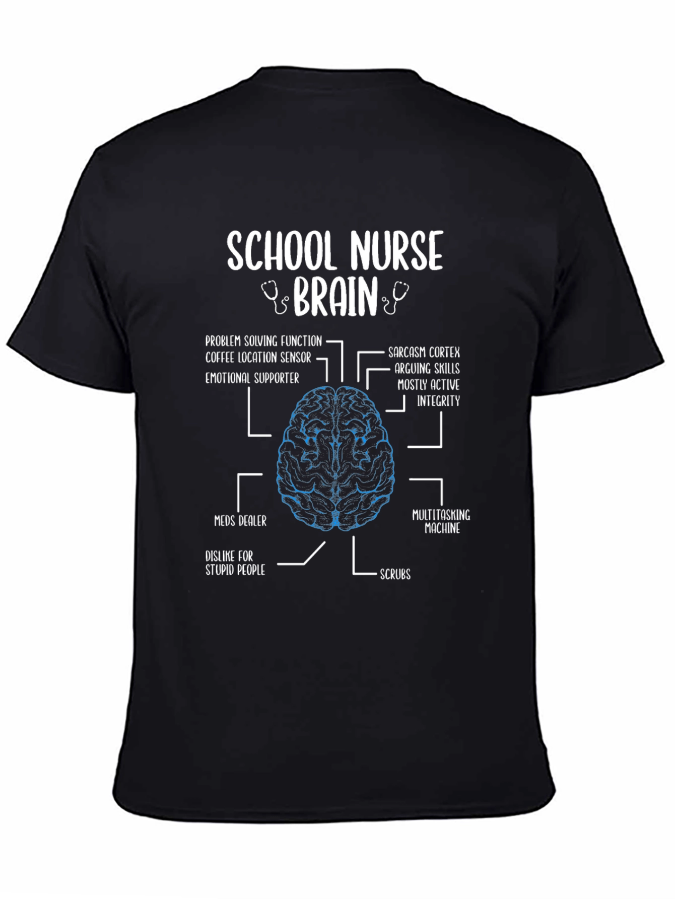 School Nurse Brain Anatomy T-Shirt - Funny Nurse Gift
