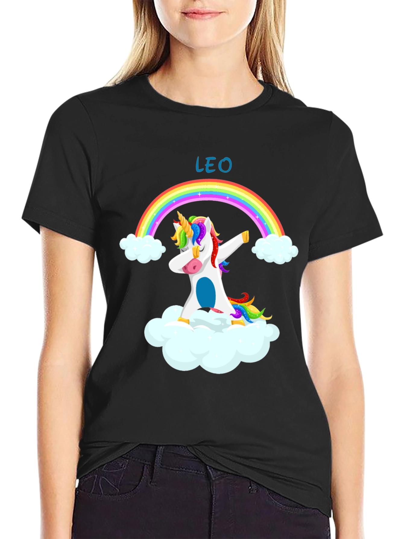 Leo Unicorn Dab Rainbow T-Shirt