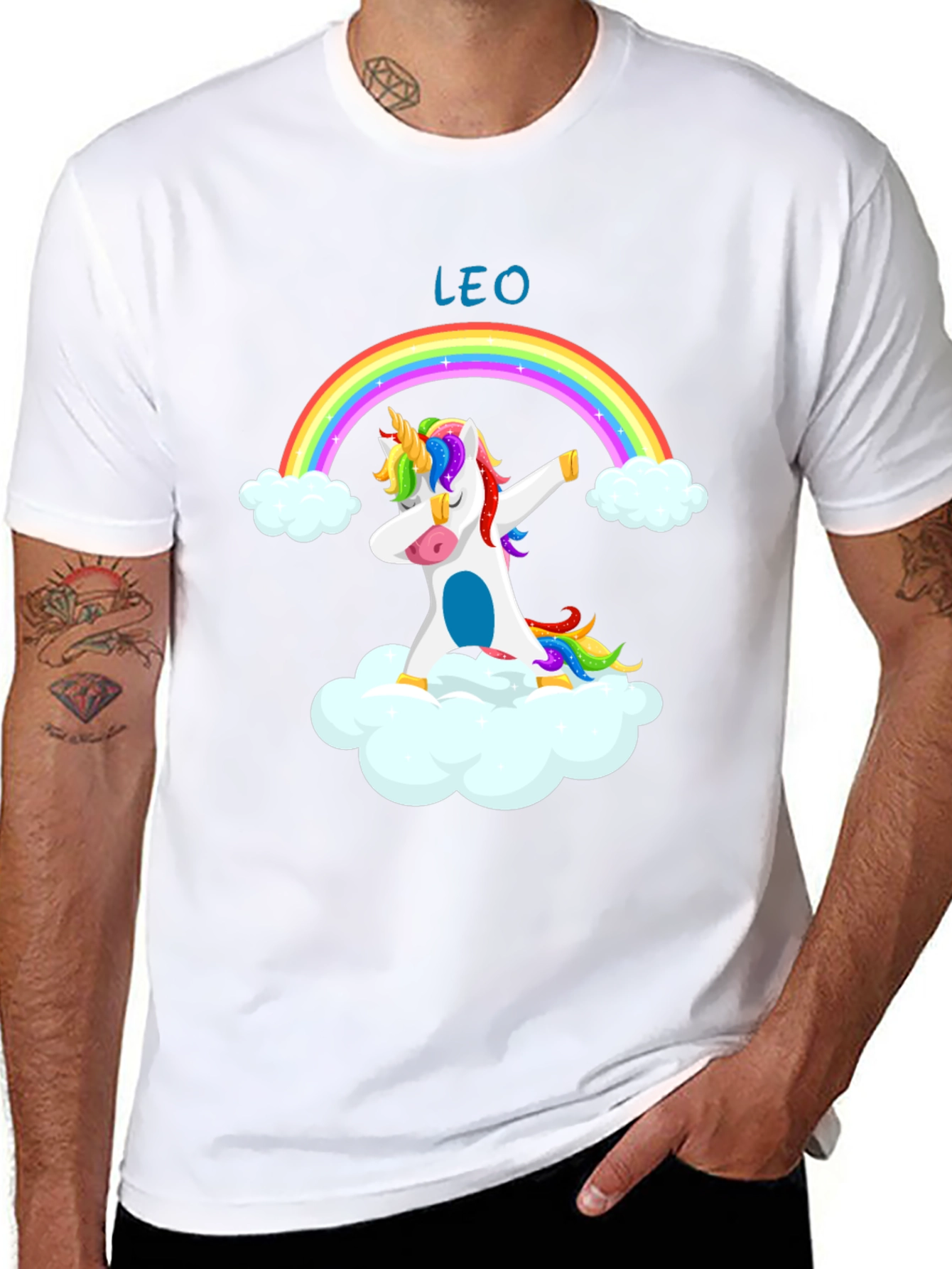Leo Unicorn Dab Rainbow T-Shirt