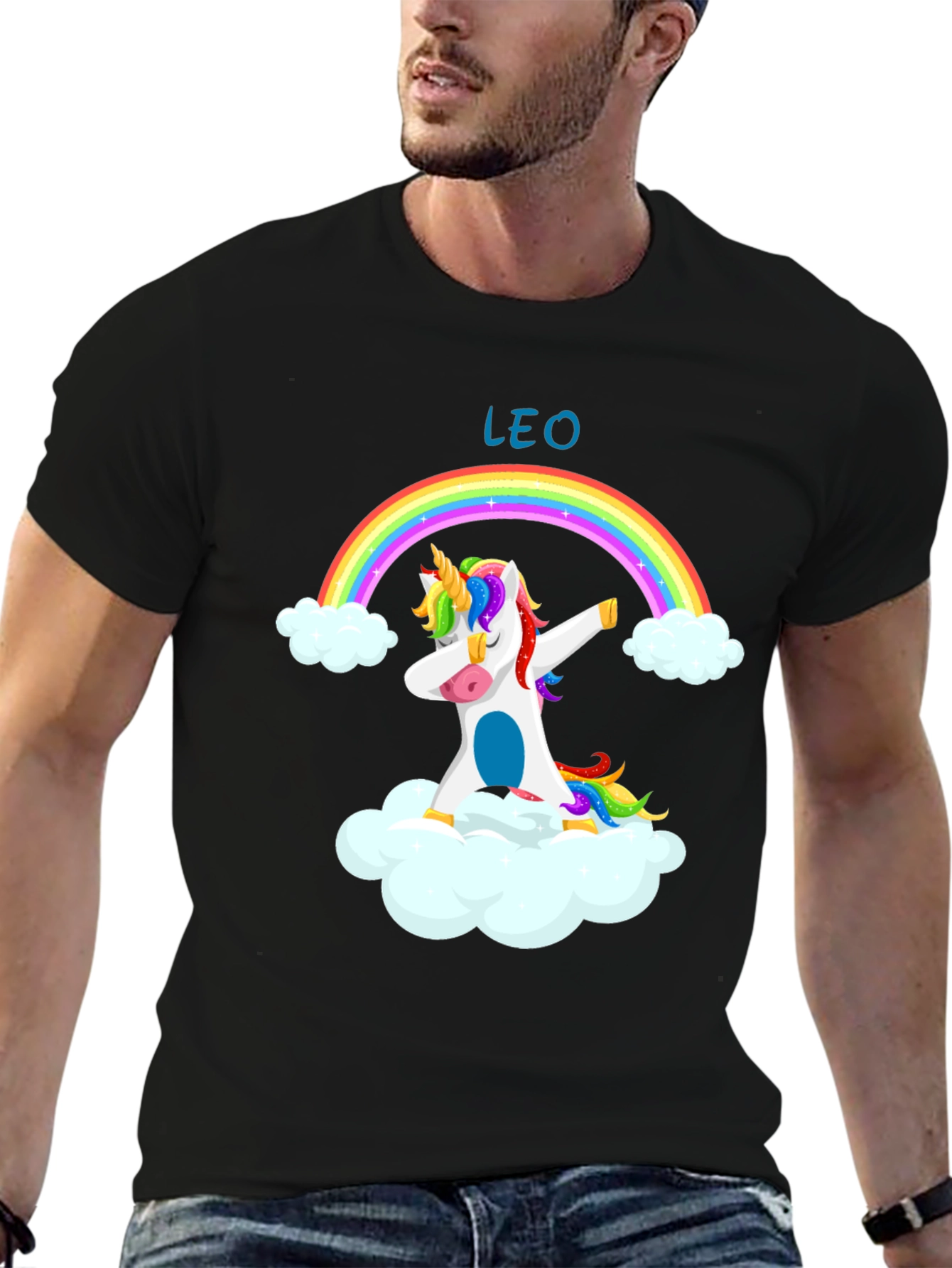 Leo Unicorn Dab Rainbow T-Shirt