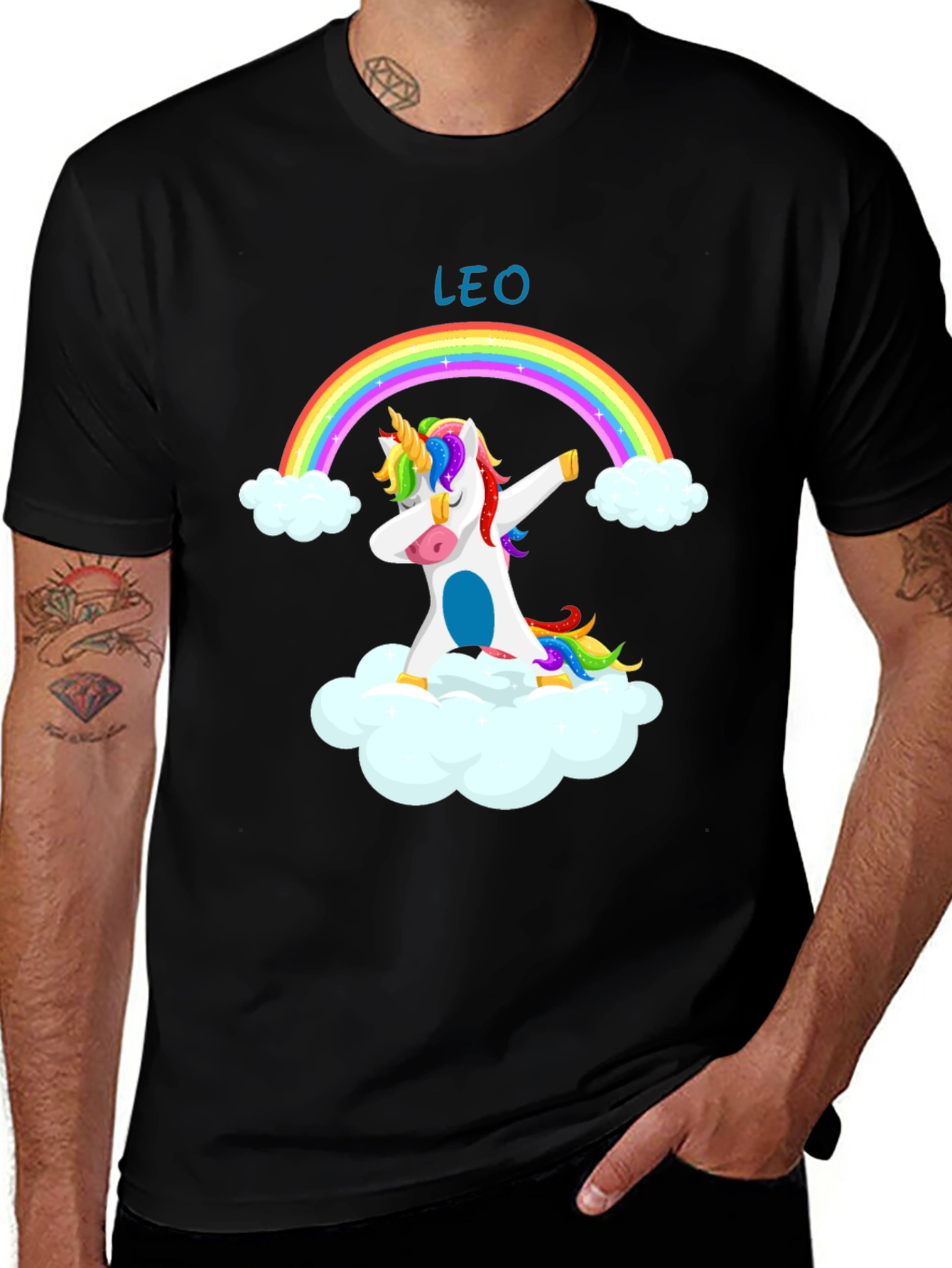Leo Unicorn Dab Rainbow T-Shirt