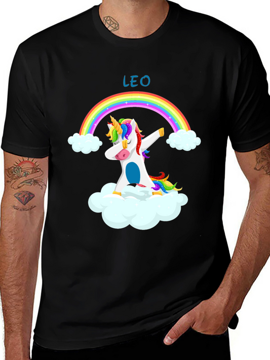 Leo Unicorn Dab Rainbow T-Shirt