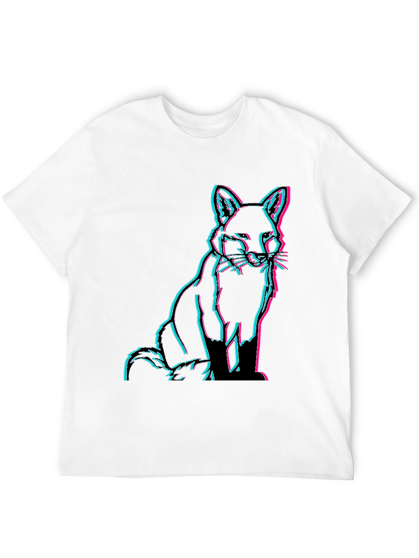 Fox Glitch Black T-Shirt - Trendy Graphic Tee