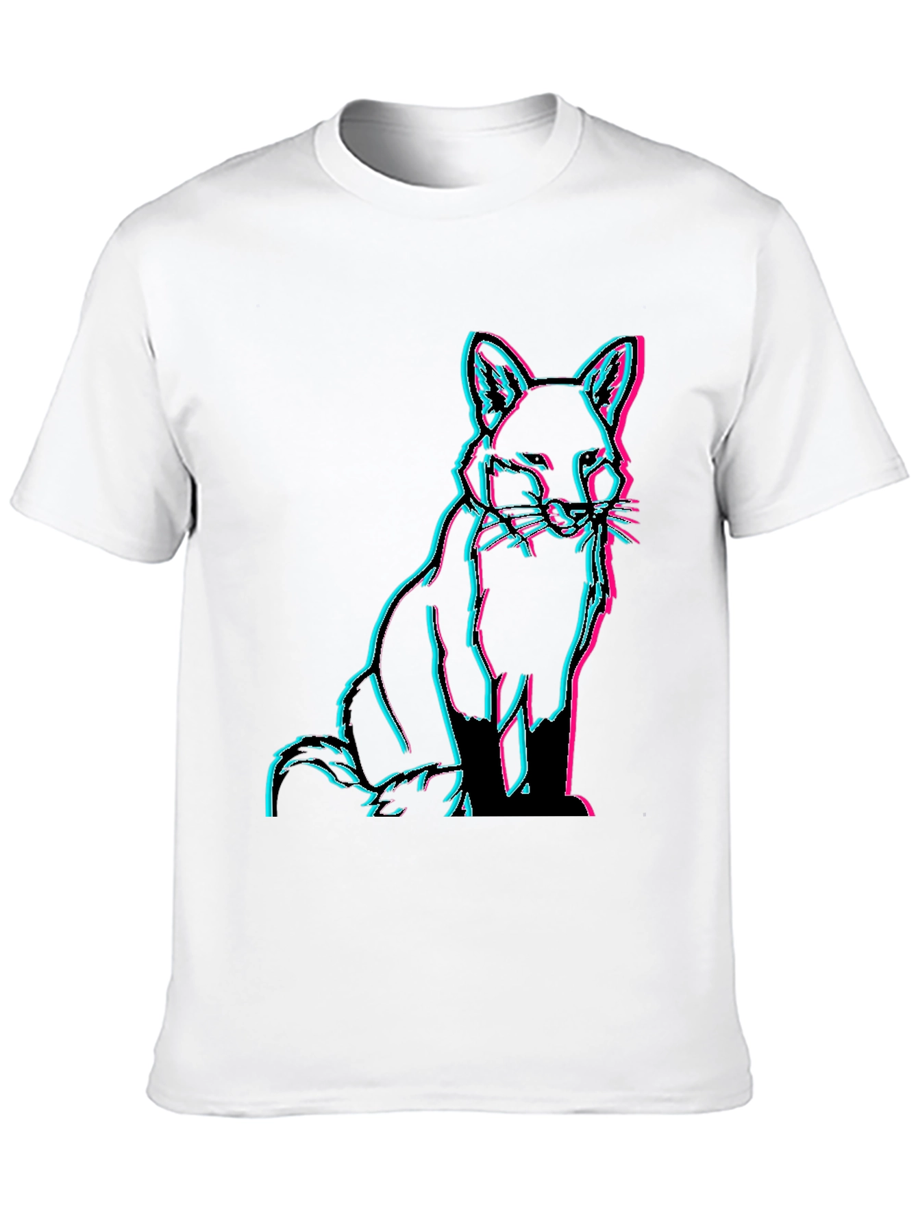 Fox Glitch Black T-Shirt - Trendy Graphic Tee