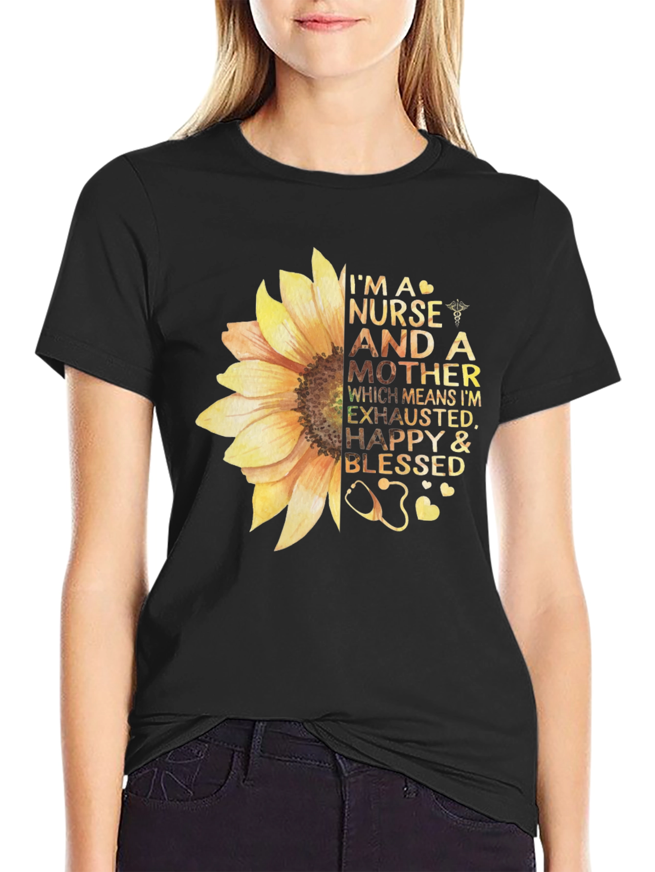 Nurse and Mother Sunflower Graphic T-Shirt