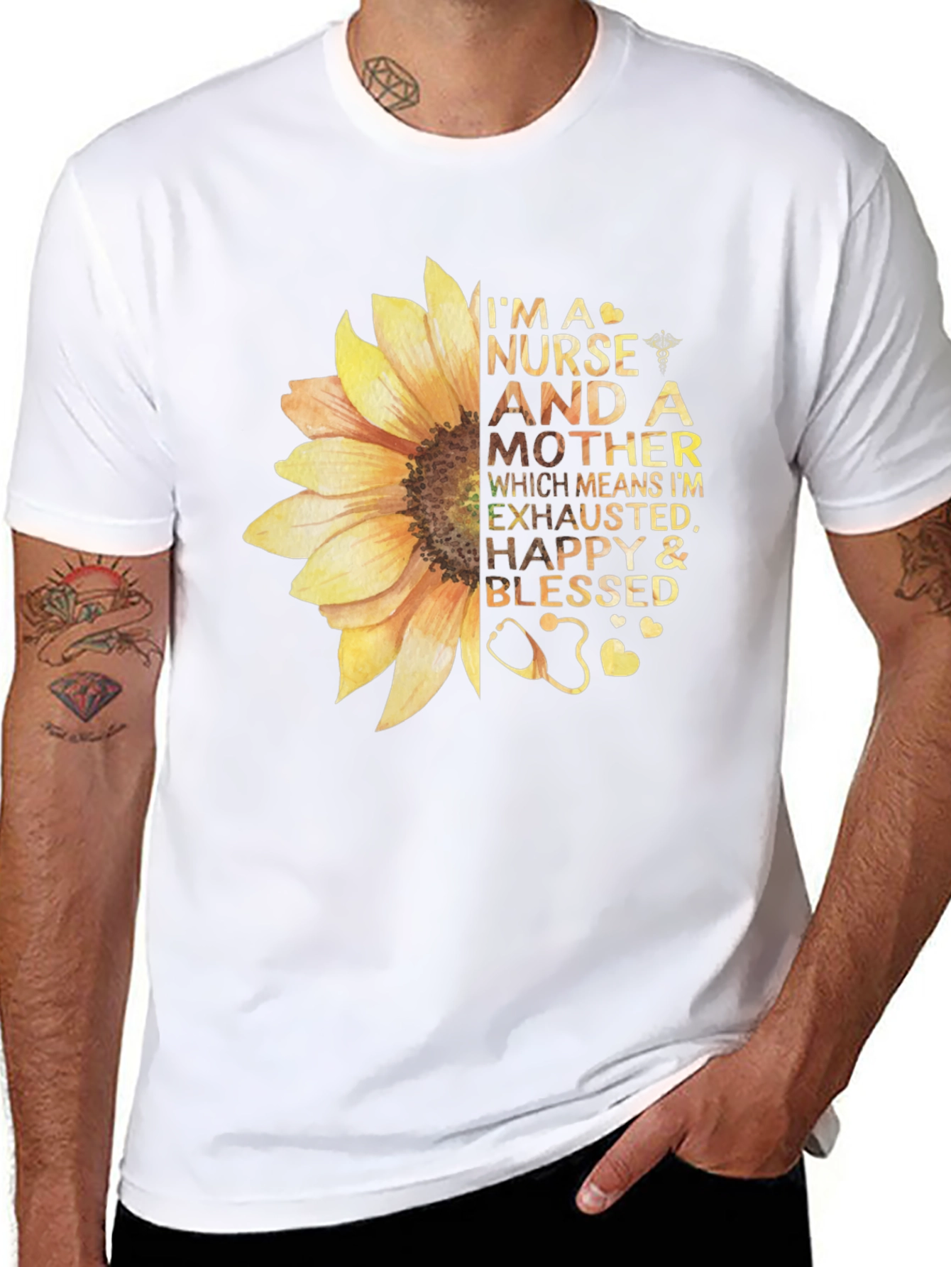 Nurse and Mother Sunflower Graphic T-Shirt