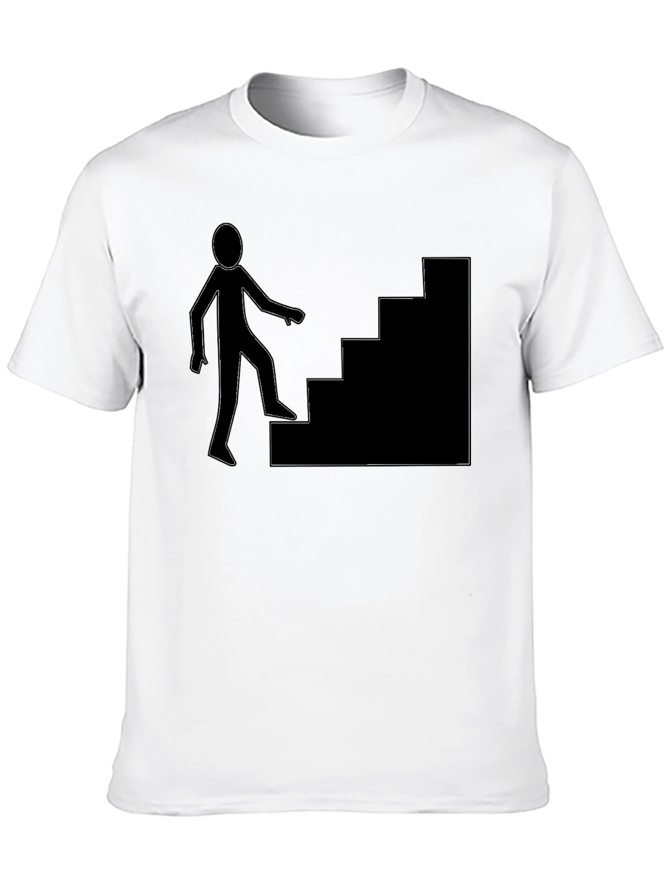 Mens Black T-Shirt with Stairs Graphic