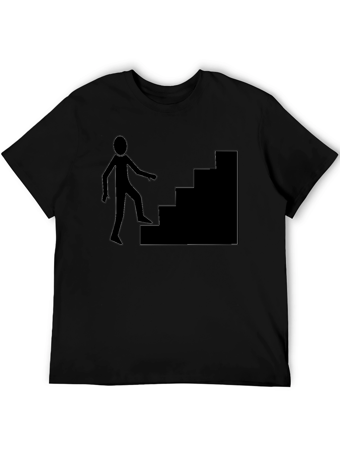 Mens Black T-Shirt with Stairs Graphic