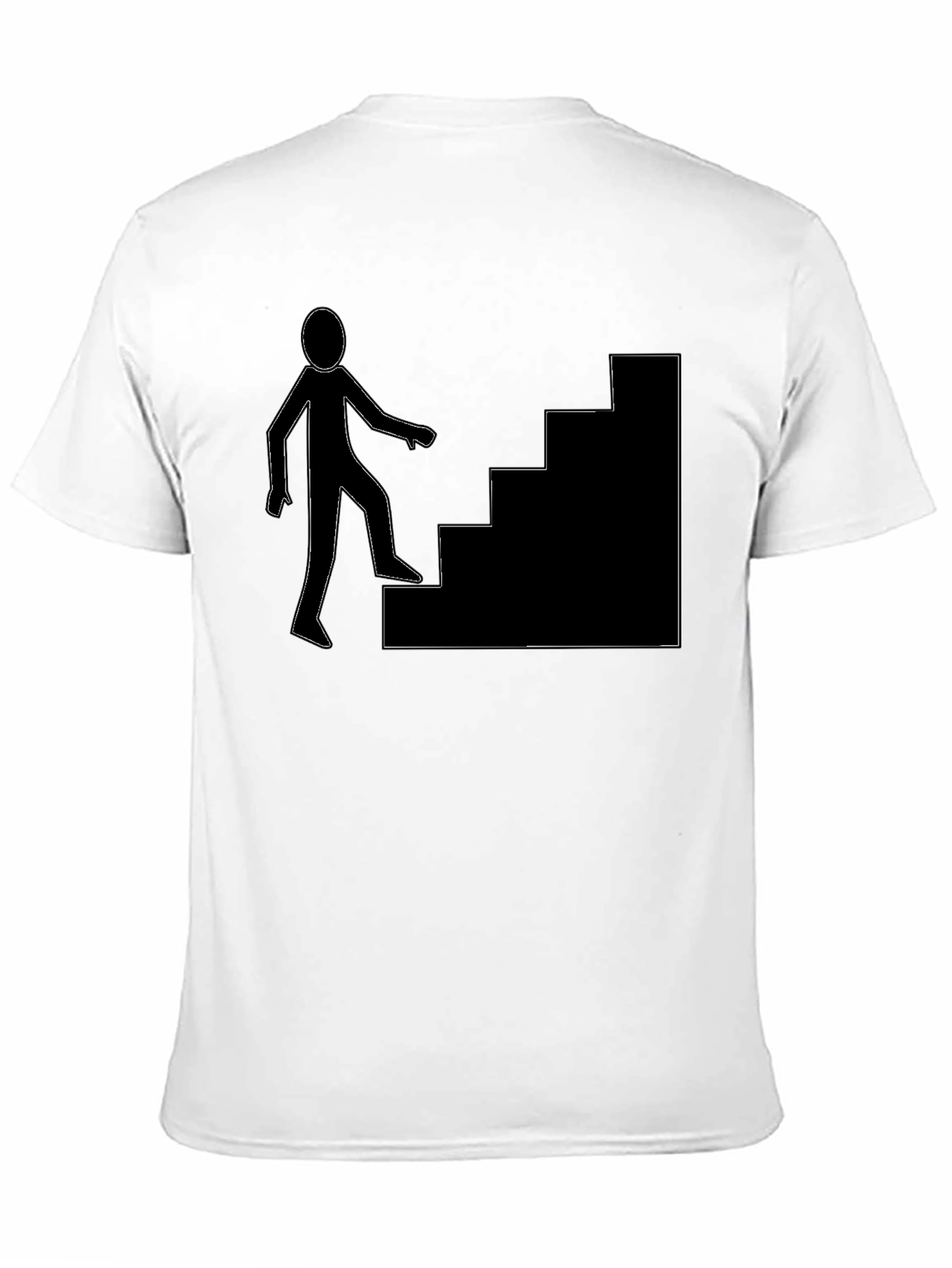 Mens Black T-Shirt with Stairs Graphic