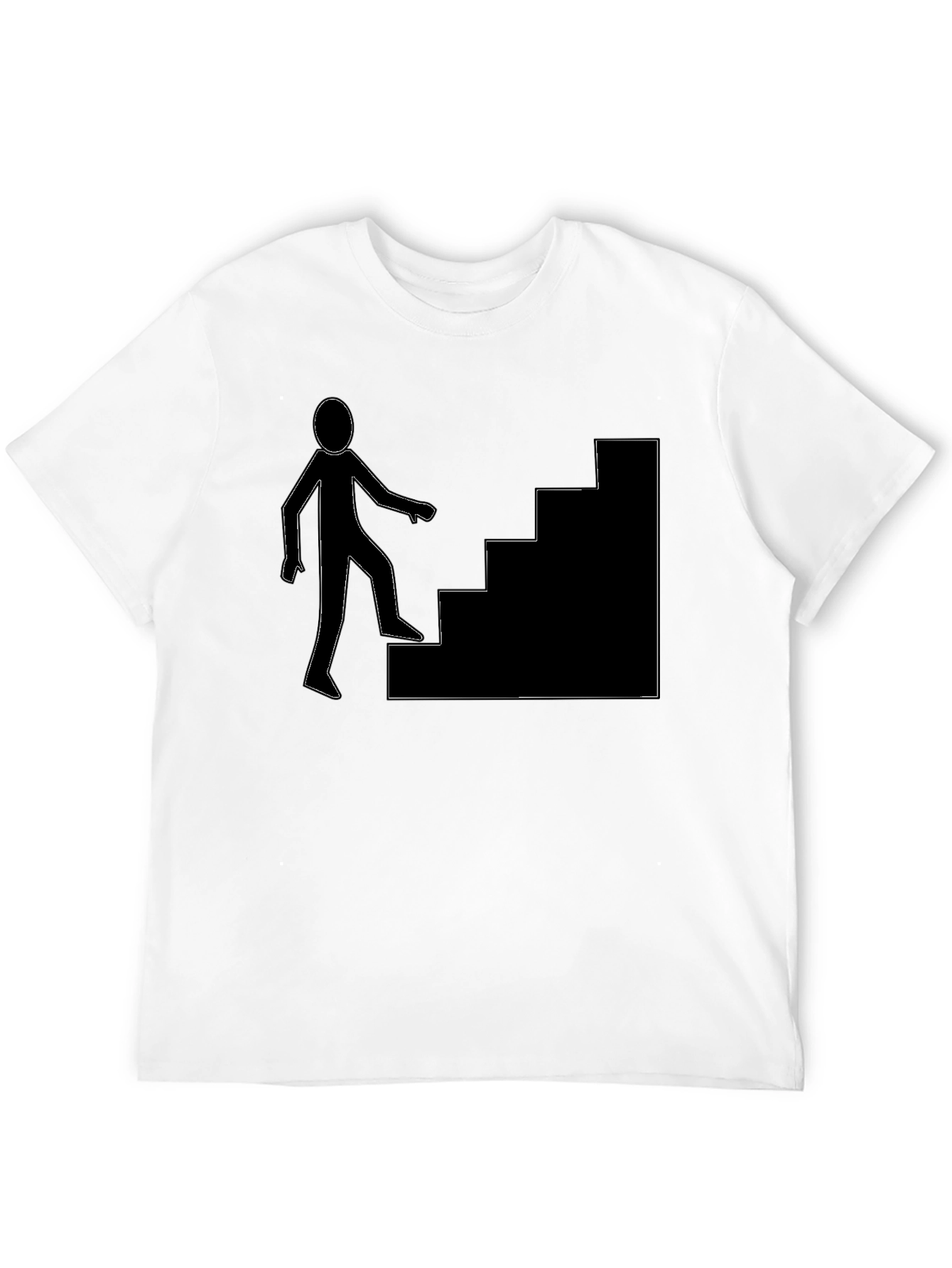 Mens Black T-Shirt with Stairs Graphic