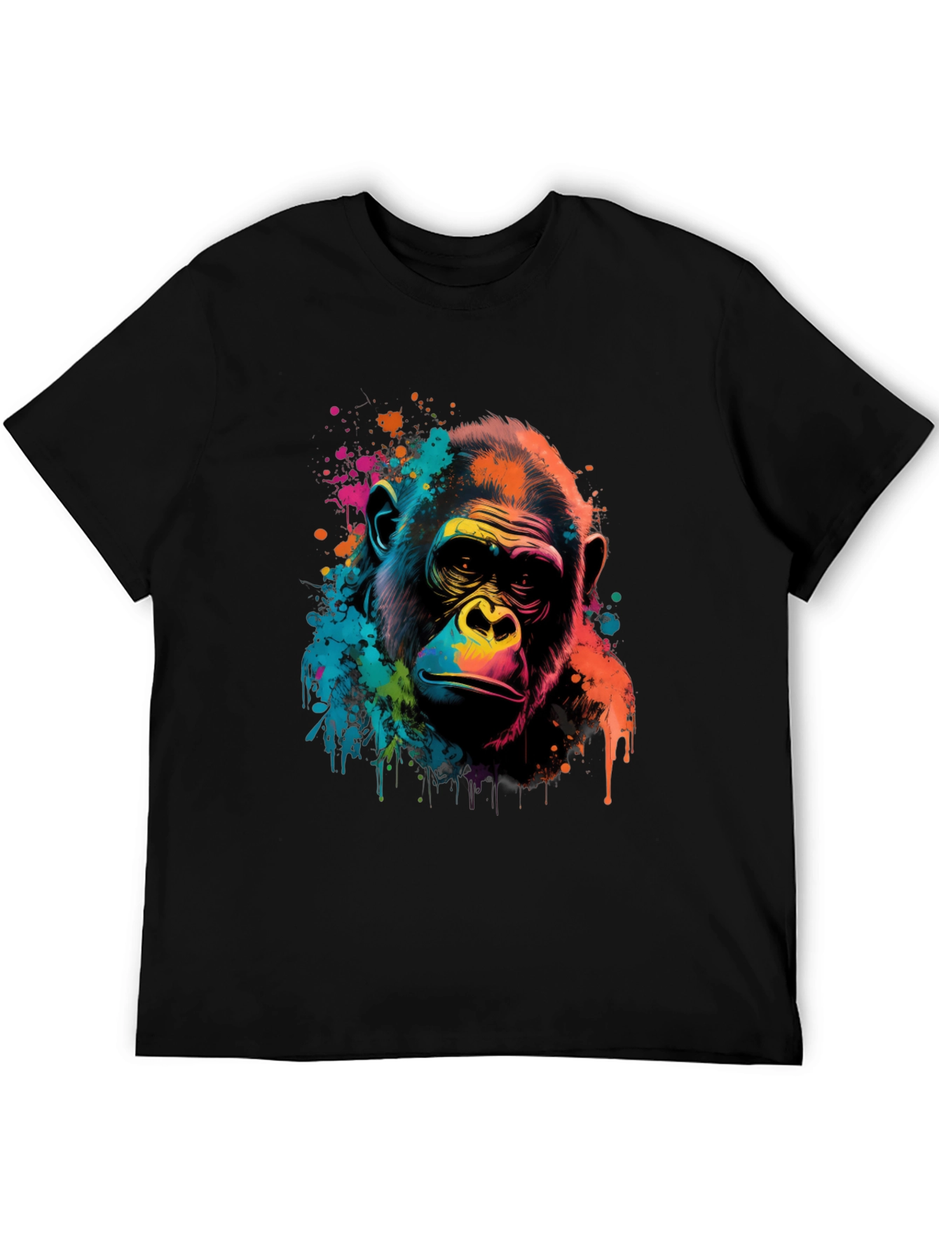 Vibrant Gorilla Graphic Print Black T-Shirt