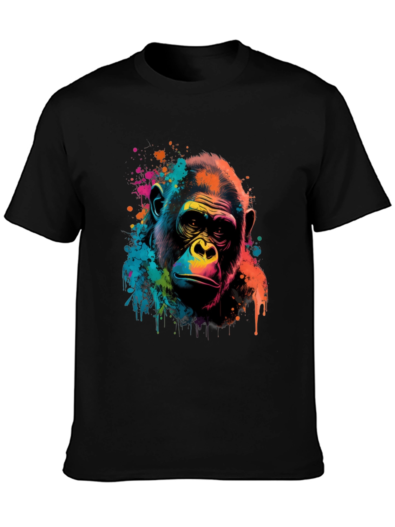 Vibrant Gorilla Graphic Print Black T-Shirt