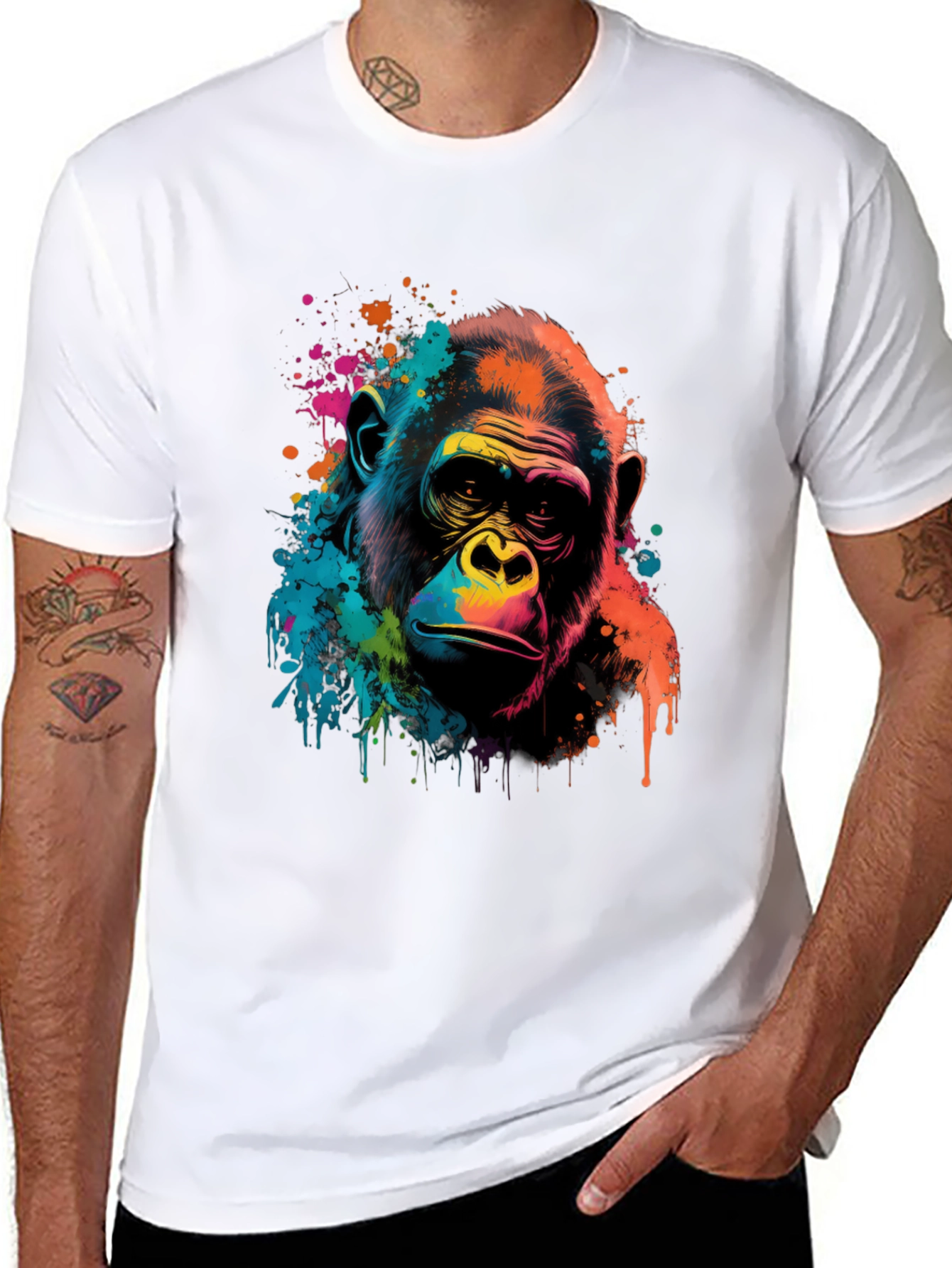 Vibrant Gorilla Graphic Print Black T-Shirt