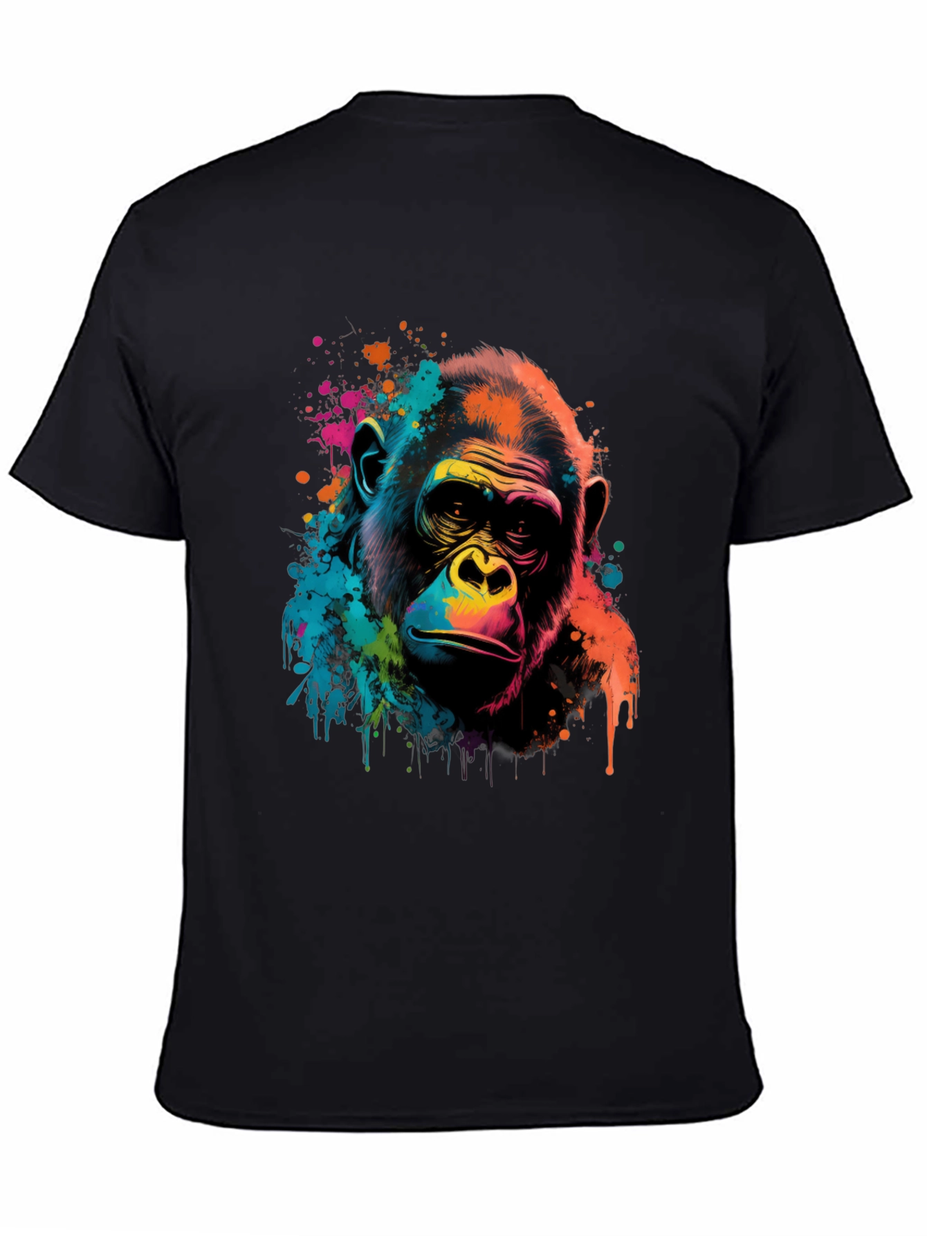 Vibrant Gorilla Graphic Print Black T-Shirt