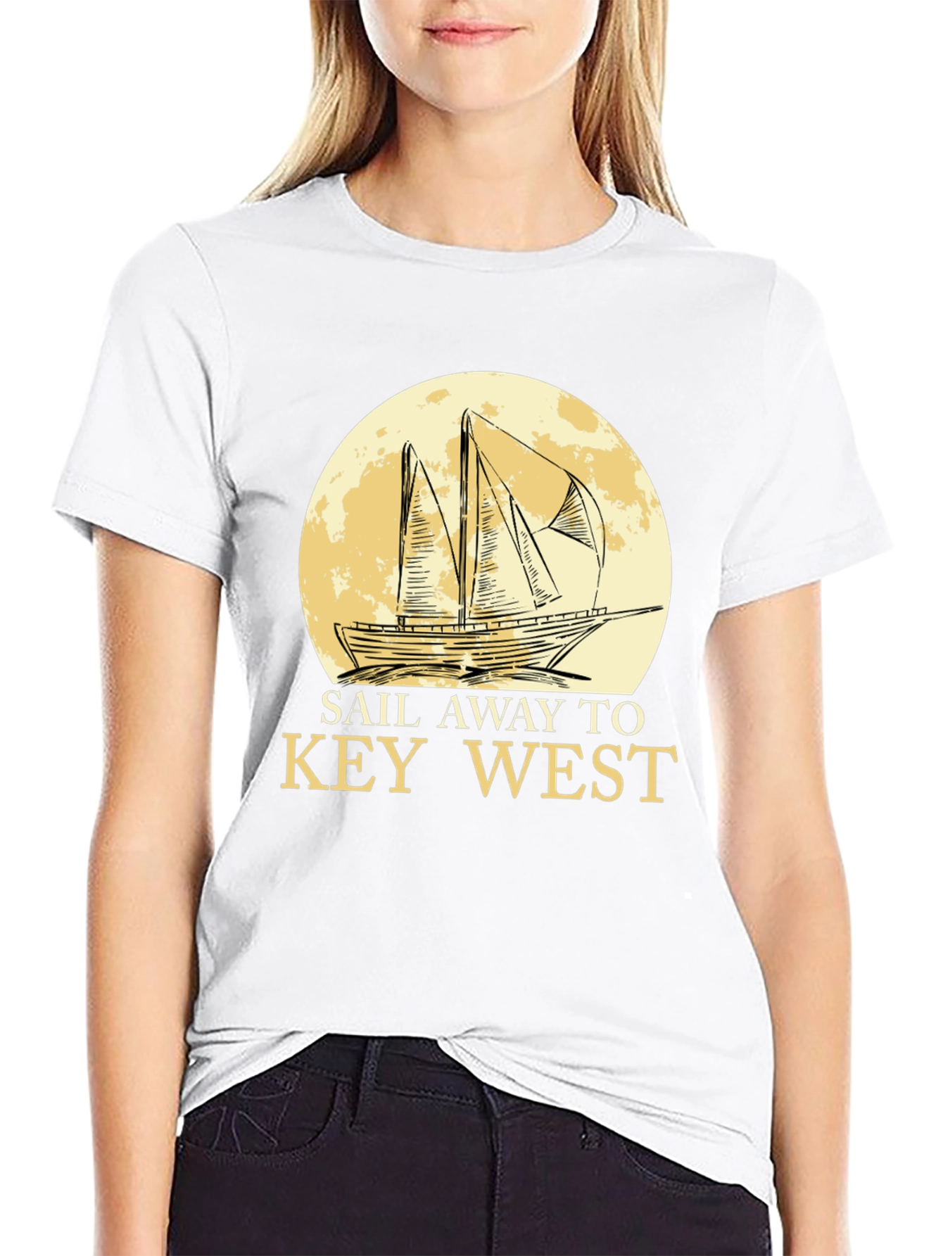 Sail Away to Key West Black Graphic T-Shirt