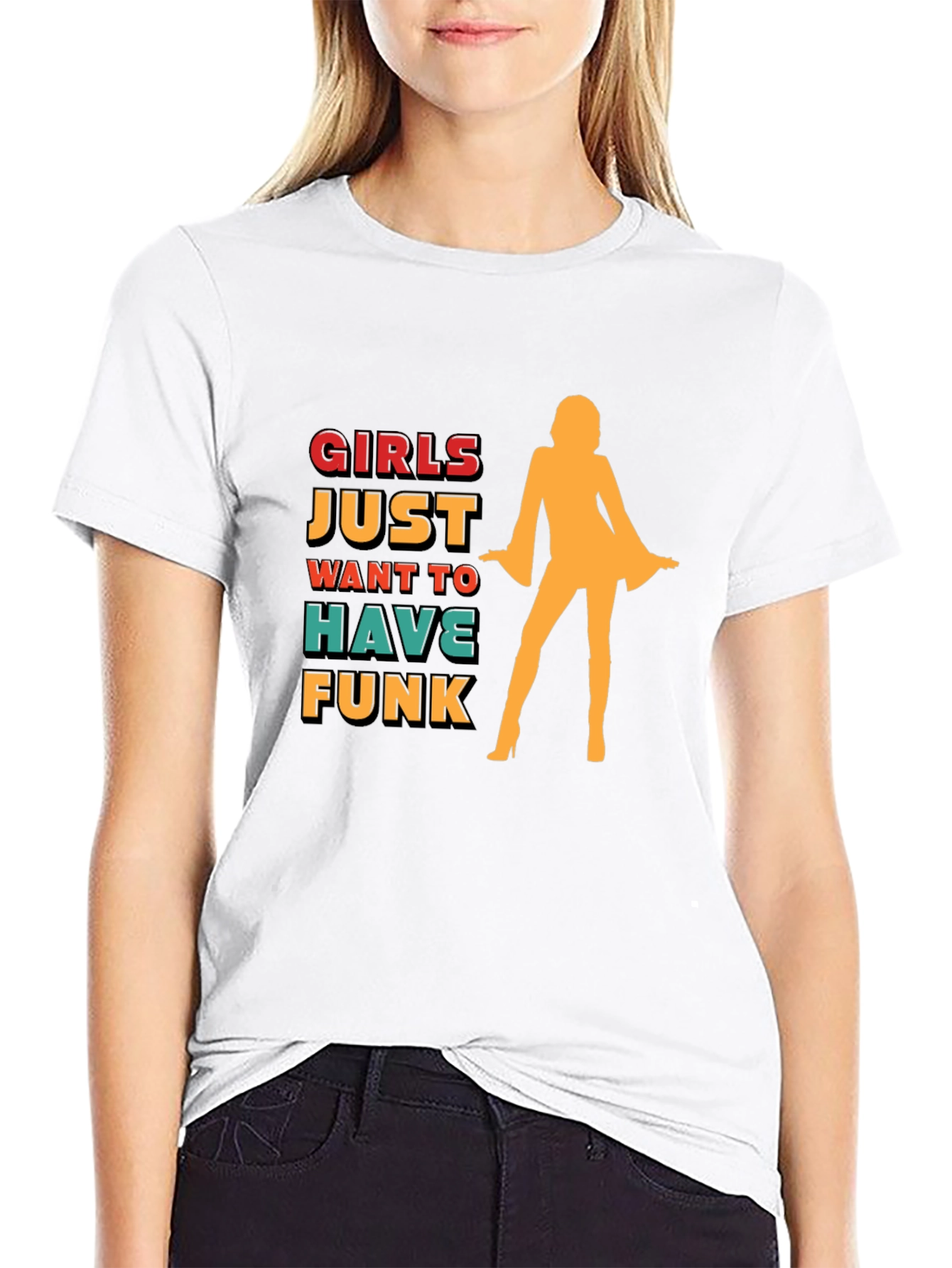 Girls Just Want To Have Funk Black Graphic T-Shirt