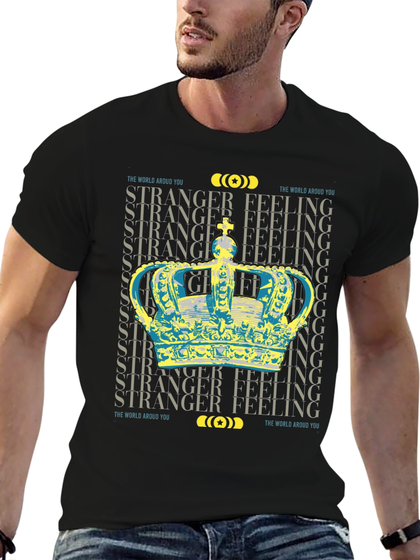 Stranger Feeling Crown Graphic Black T-Shirt