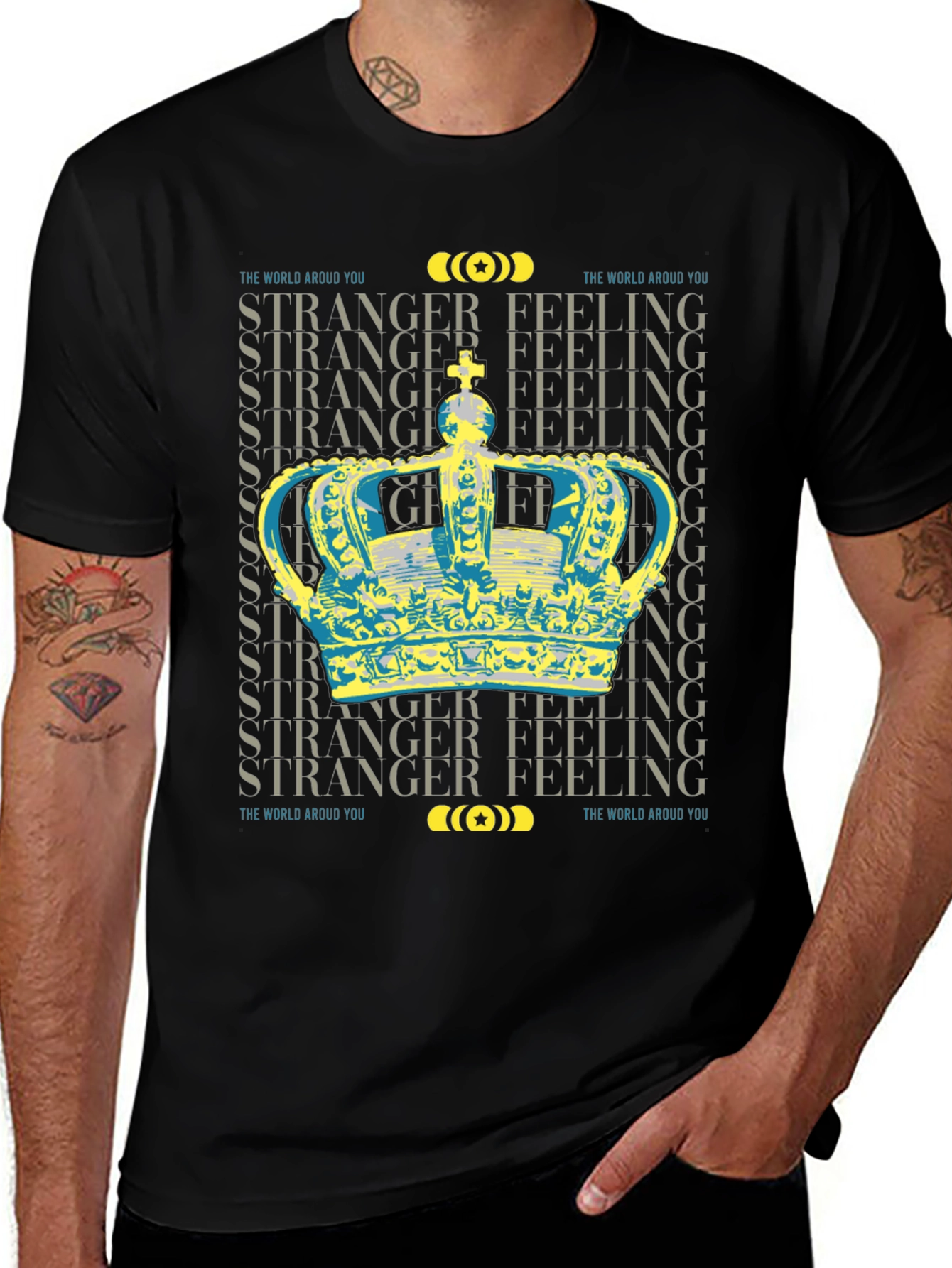 Stranger Feeling Crown Graphic Black T-Shirt