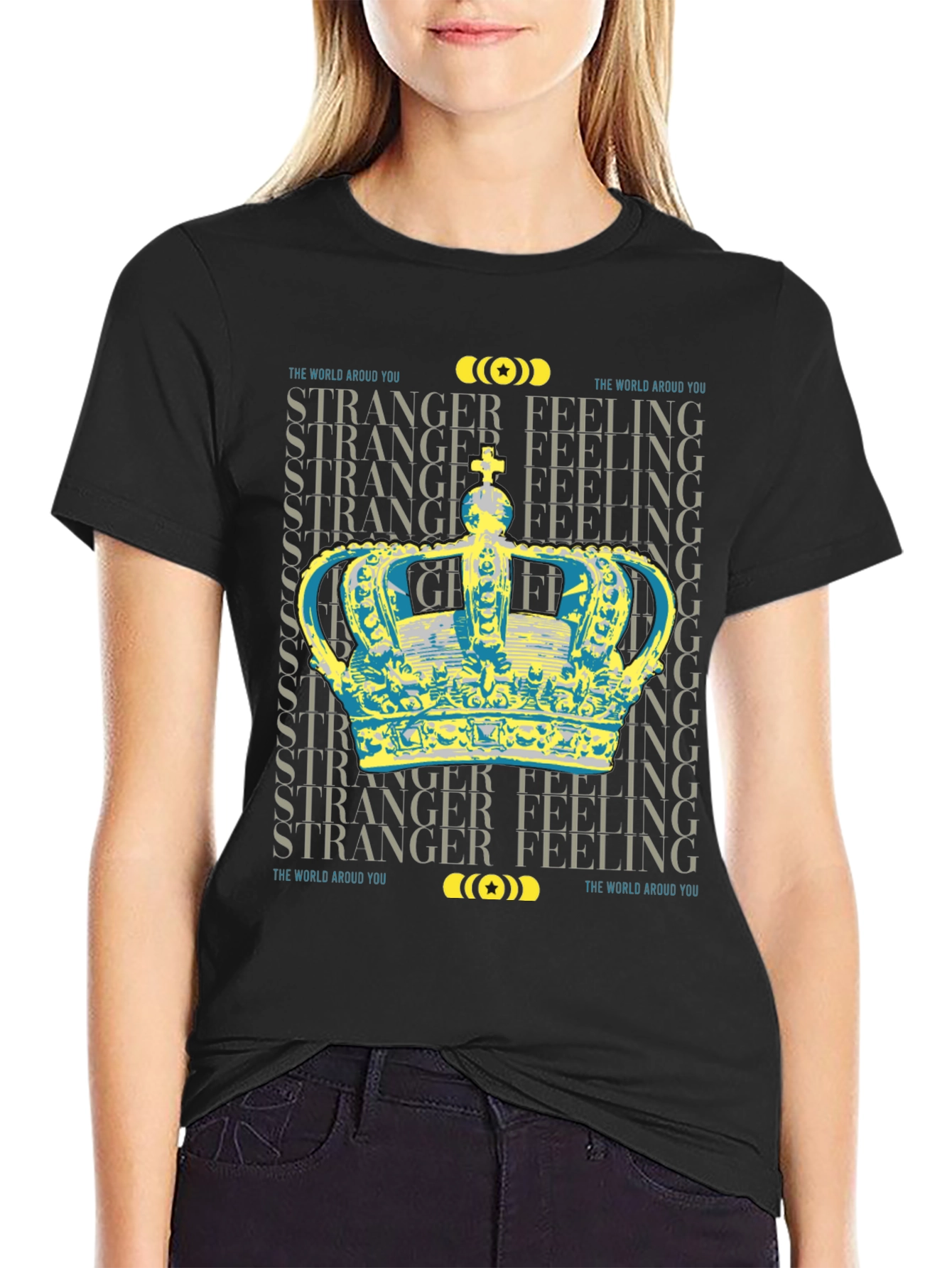 Stranger Feeling Crown Graphic Black T-Shirt