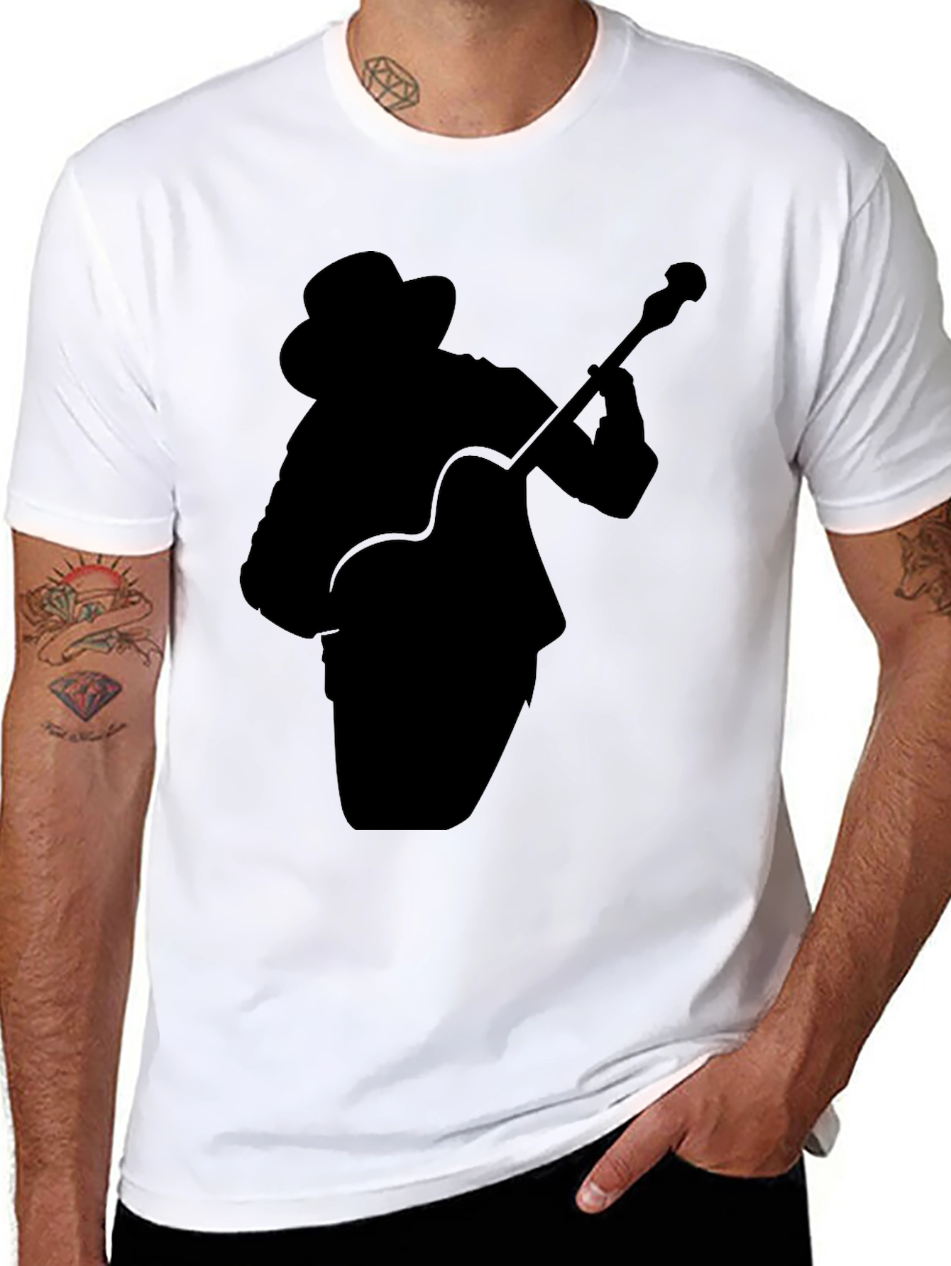 Guitar Player Silhouette Black T-Shirt