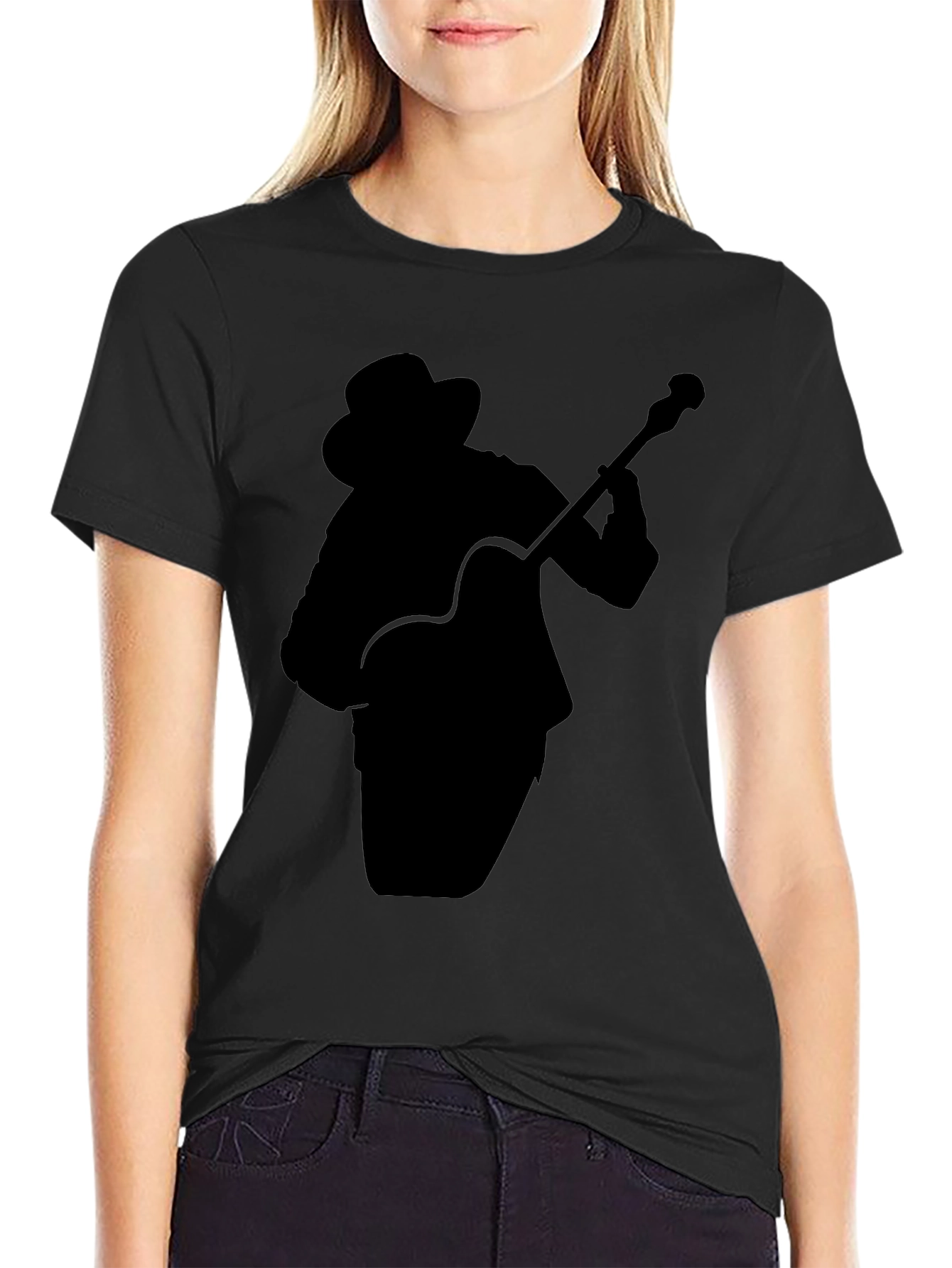 Guitar Player Silhouette Black T-Shirt