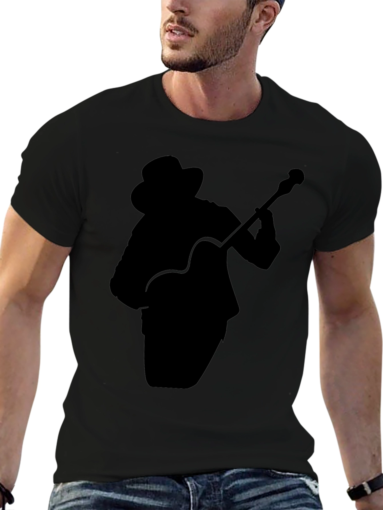 Guitar Player Silhouette Black T-Shirt