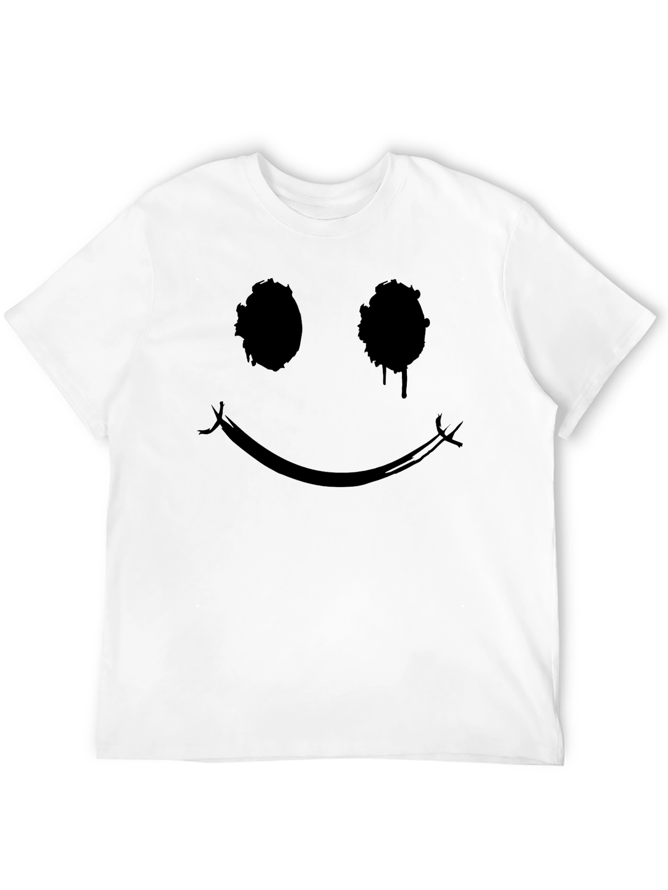 Distressed Smiley Face Black Graphic Tee
