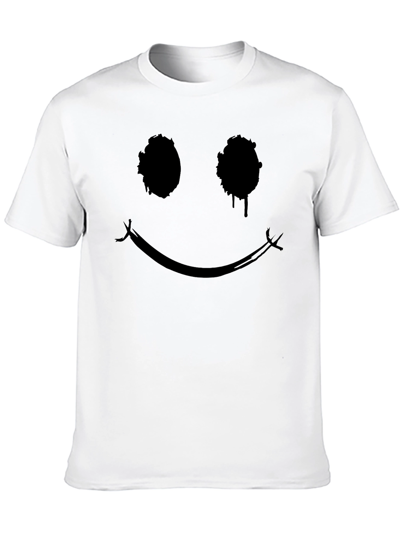 Distressed Smiley Face Black Graphic Tee