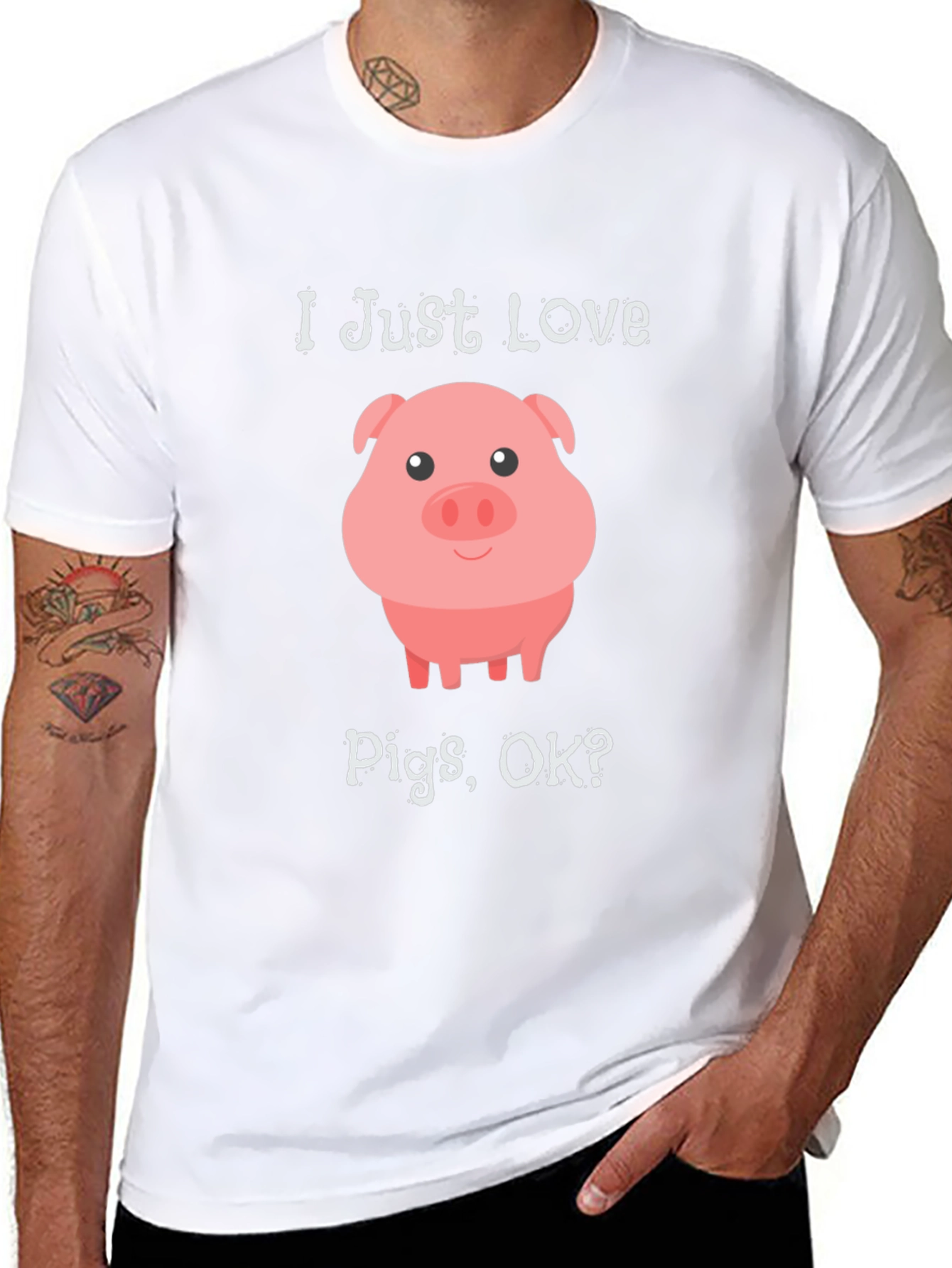 I Just Love Pigs OK? Black T-Shirt