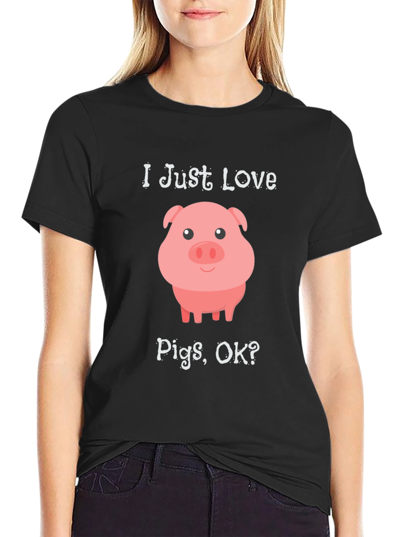 I Just Love Pigs OK? Black T-Shirt