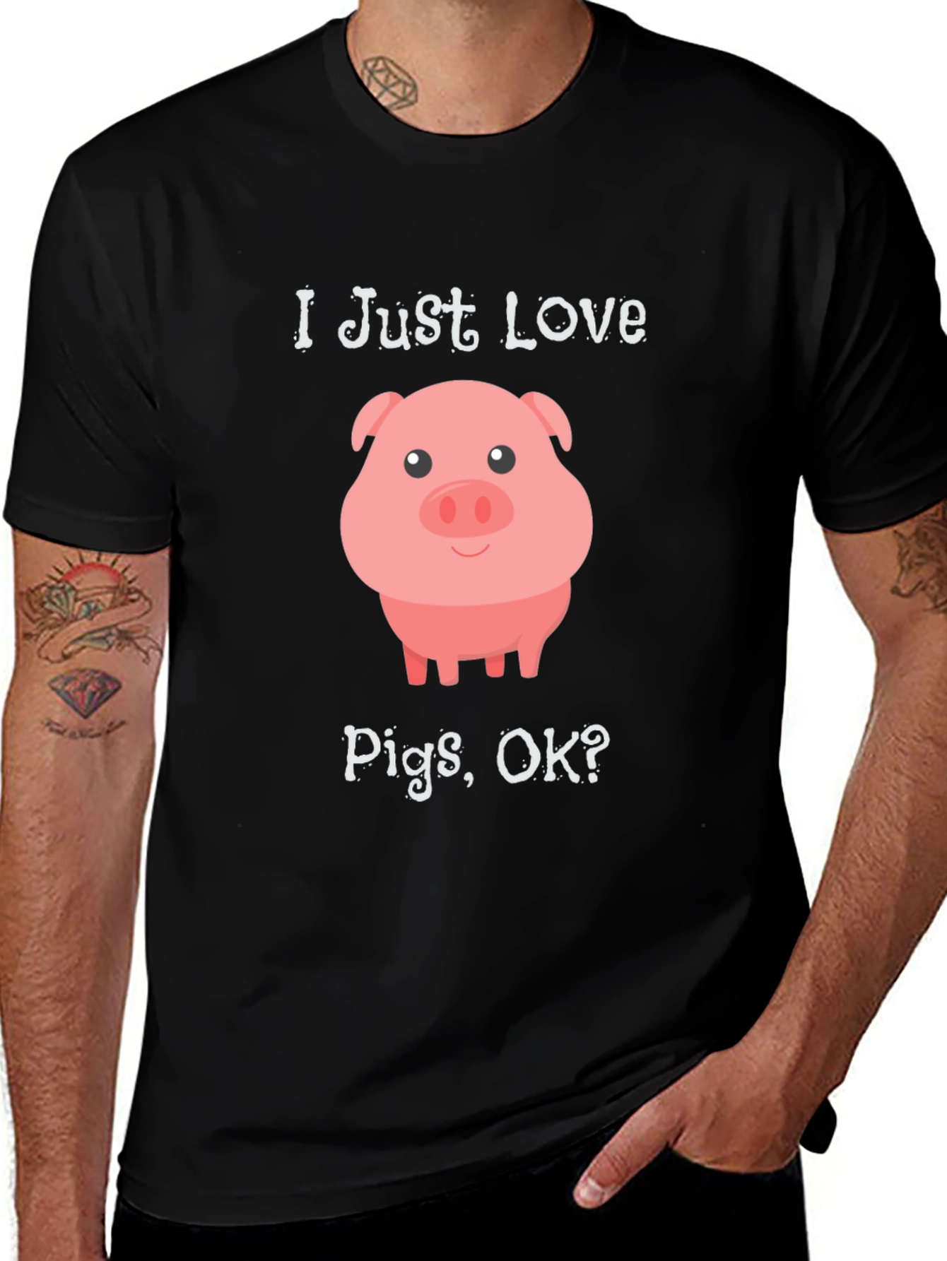 I Just Love Pigs OK? Black T-Shirt