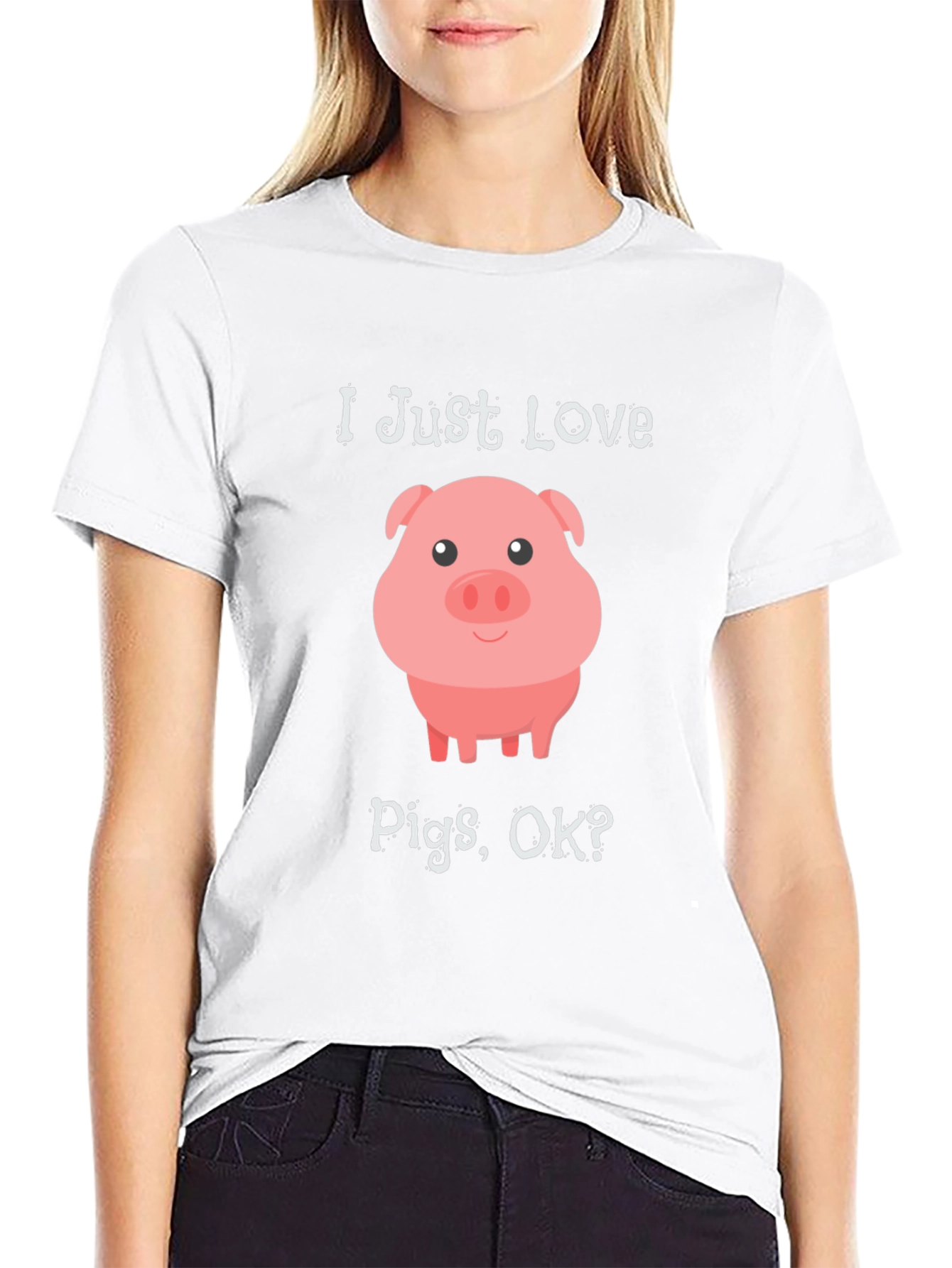 I Just Love Pigs OK? Black T-Shirt