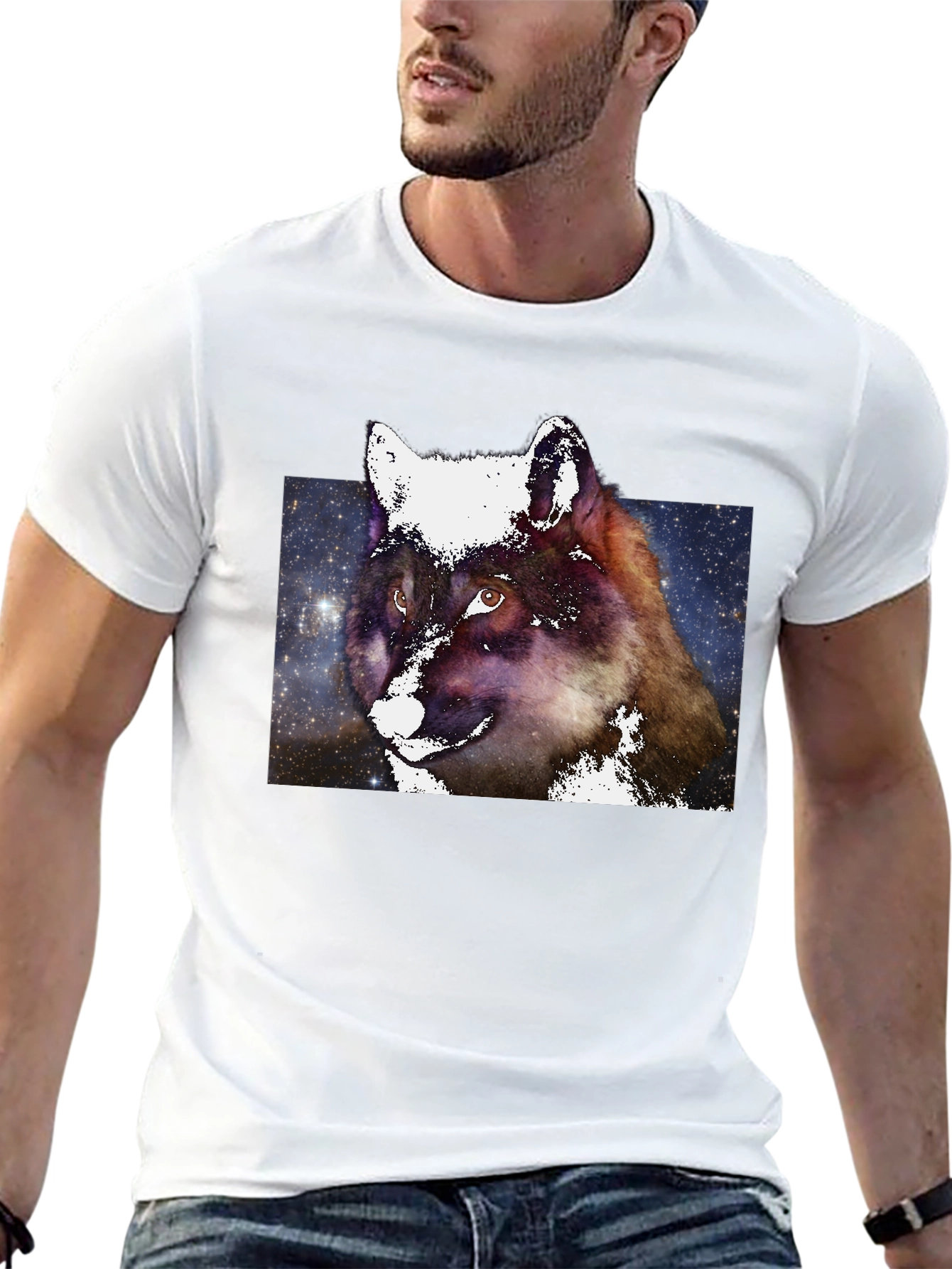 Wolf Galaxy Black T-Shirt - Unique Animal Graphic Tee