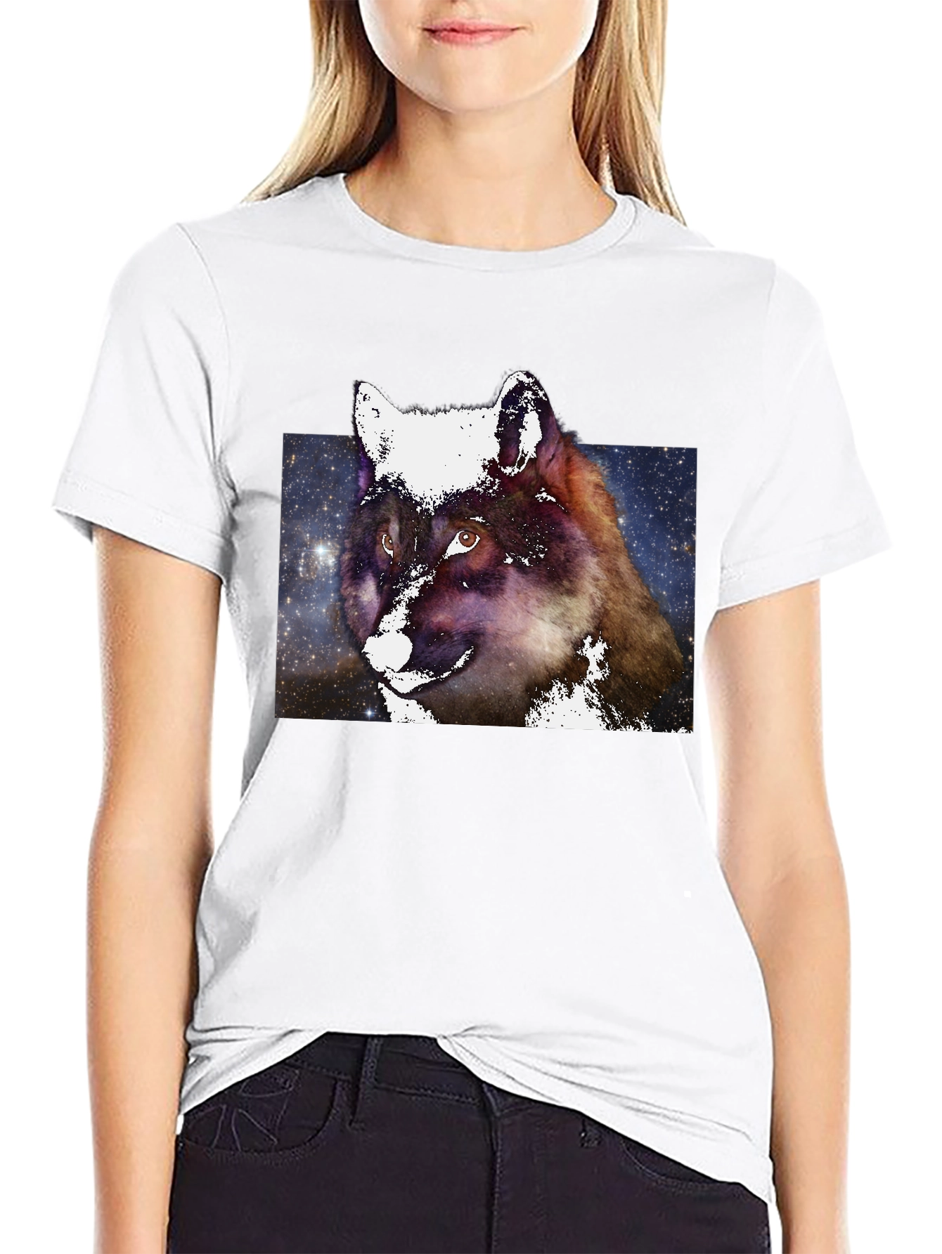 Wolf Galaxy Black T-Shirt - Unique Animal Graphic Tee