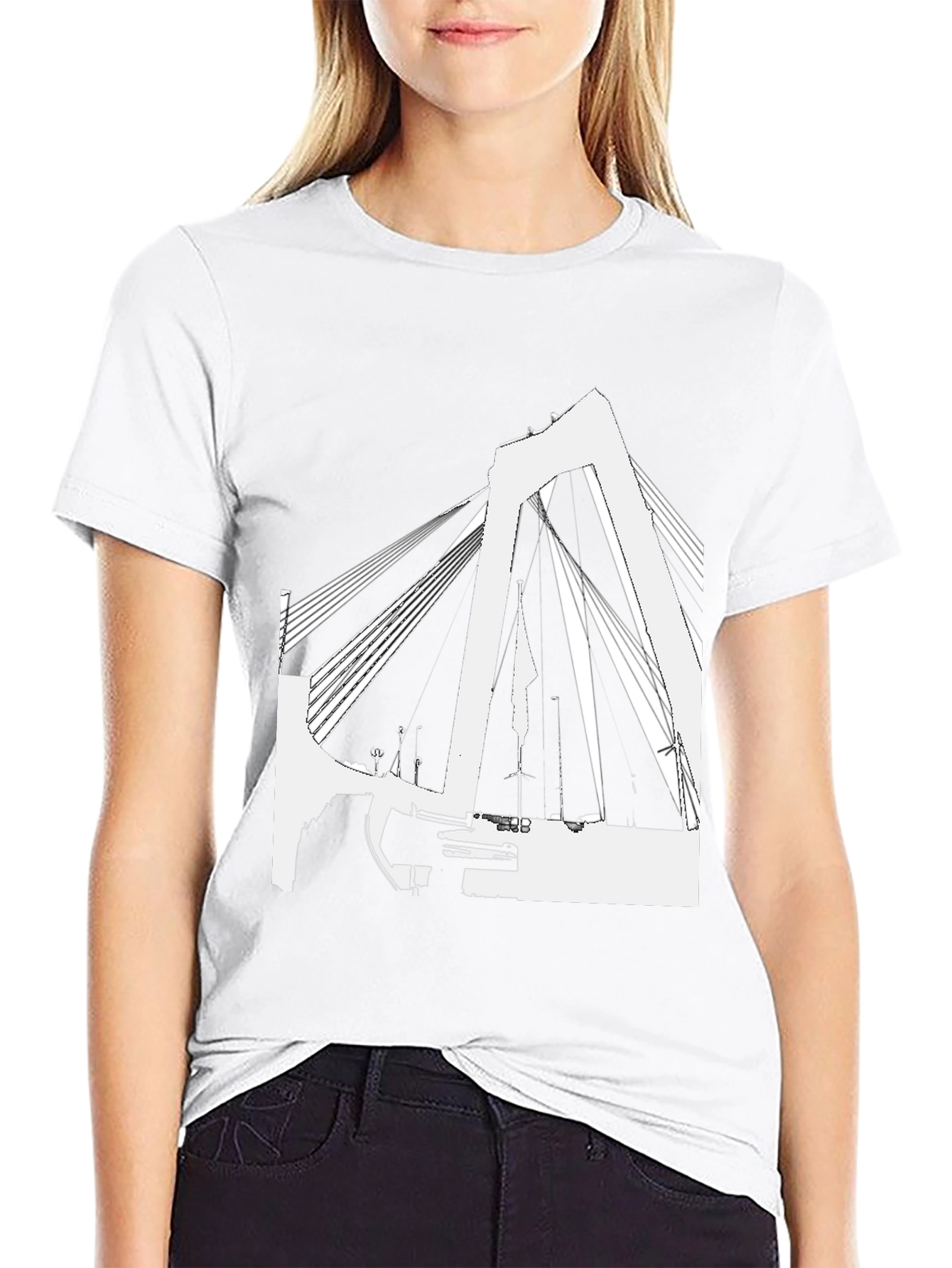 Abstract Bridge Graphic Tee - Black