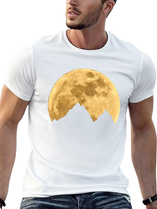 Moon Over Mountains Graphic Tee - Black Cotton Blend