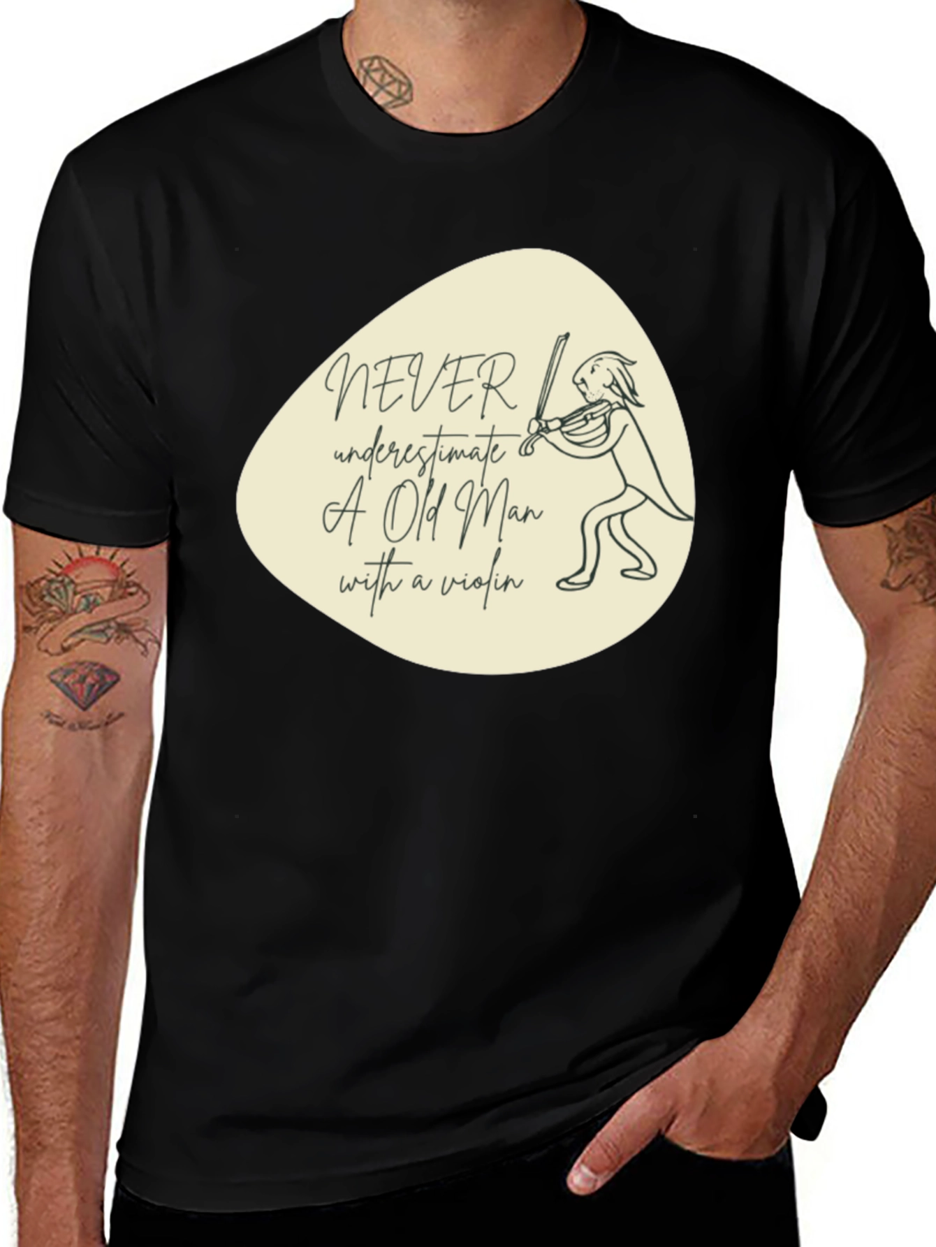 Never Underestimate Violin Old Man T-Shirt