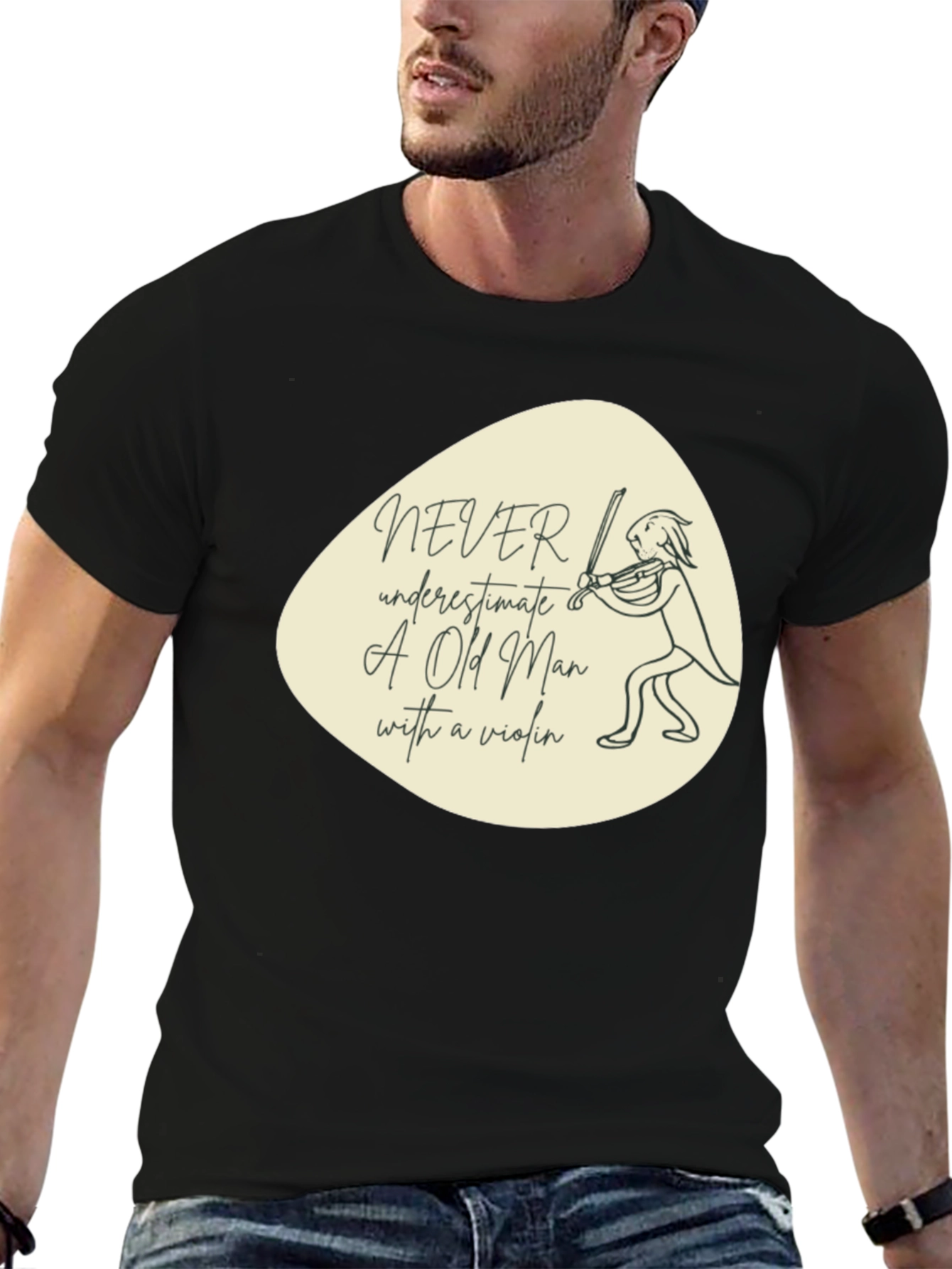Never Underestimate Violin Old Man T-Shirt