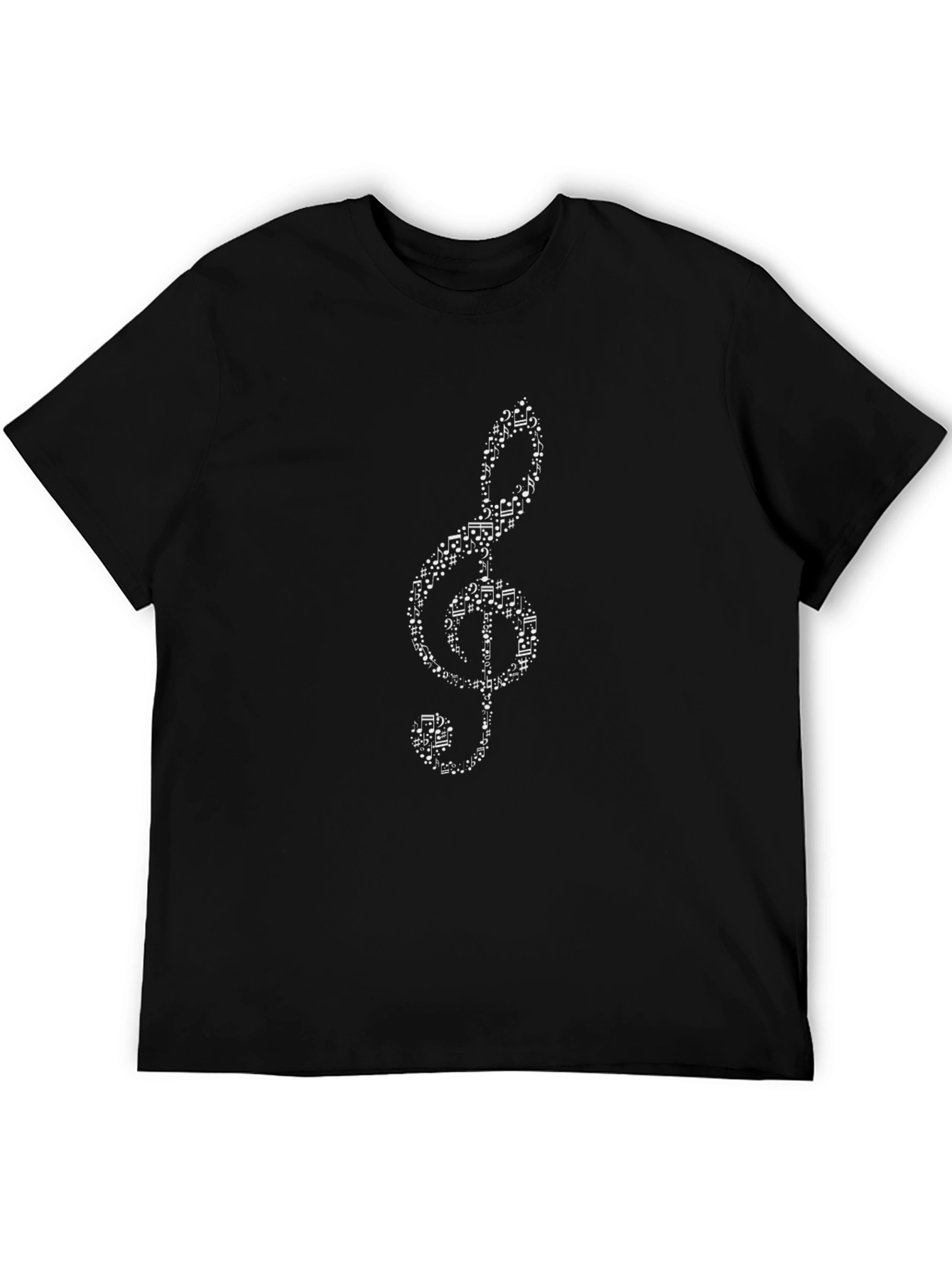 Music Note Treble Clef Graphic Tee - Black