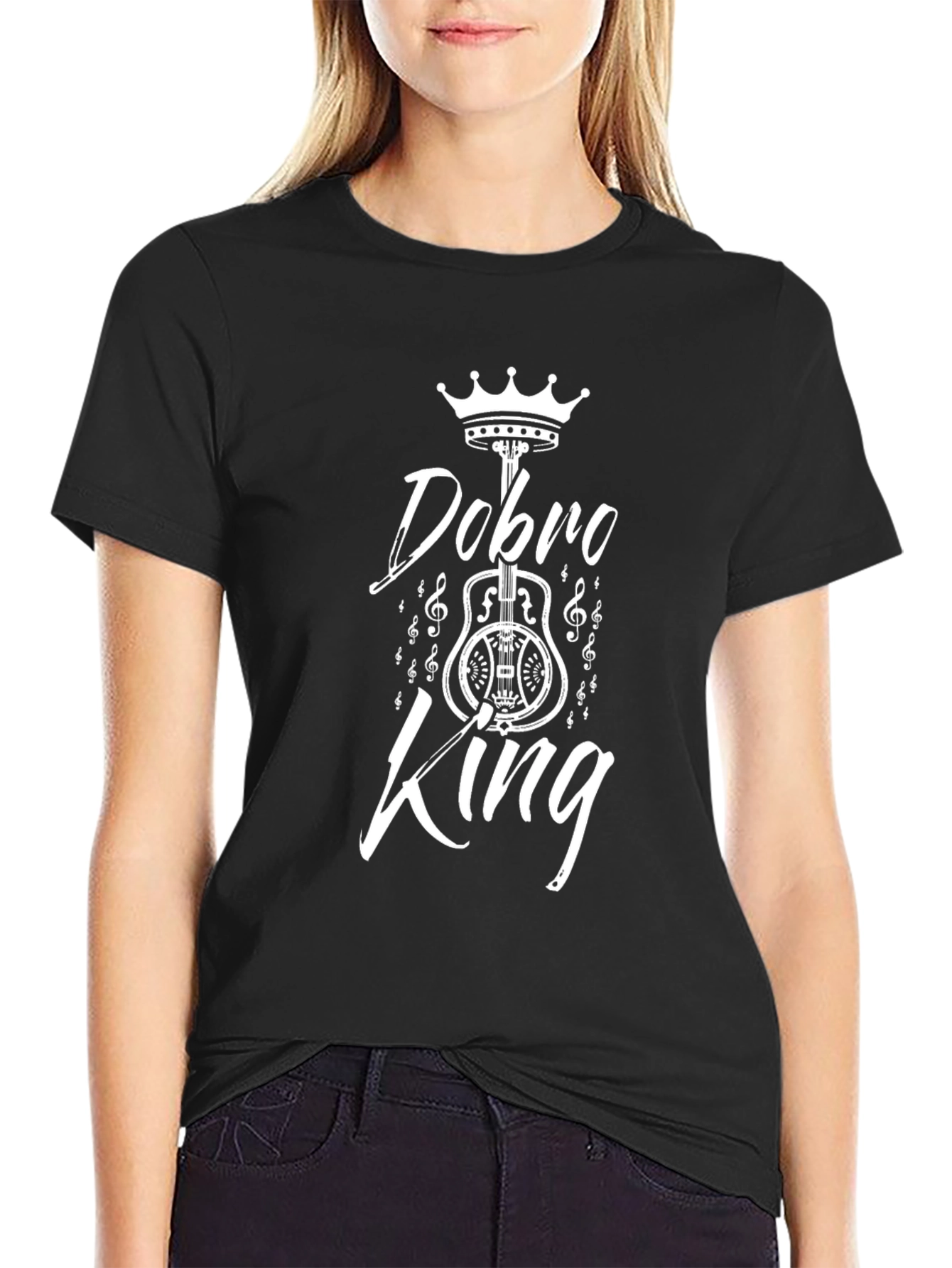 Dobro King Black T-Shirt - Music Lovers Tee