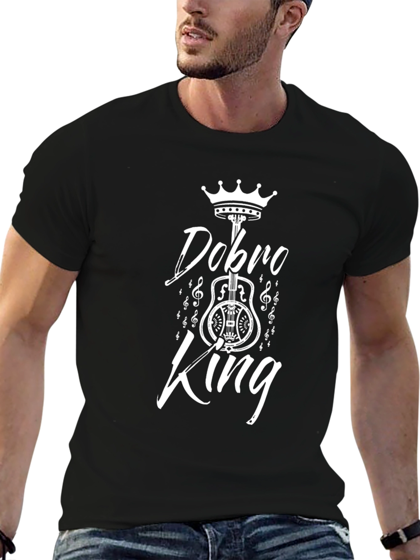 Dobro King Black T-Shirt - Music Lovers Tee