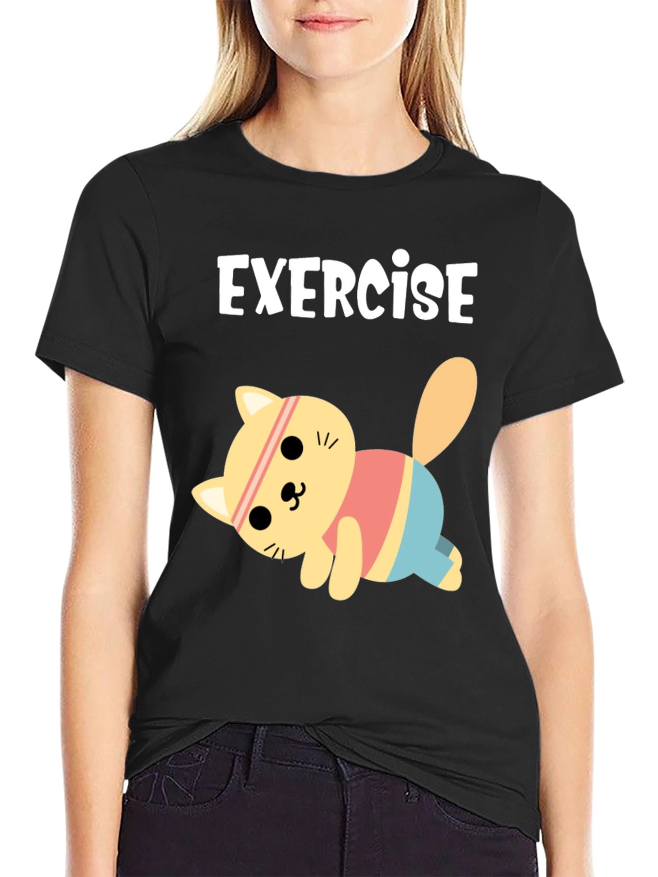 Exercise Cat T-Shirt - Black
