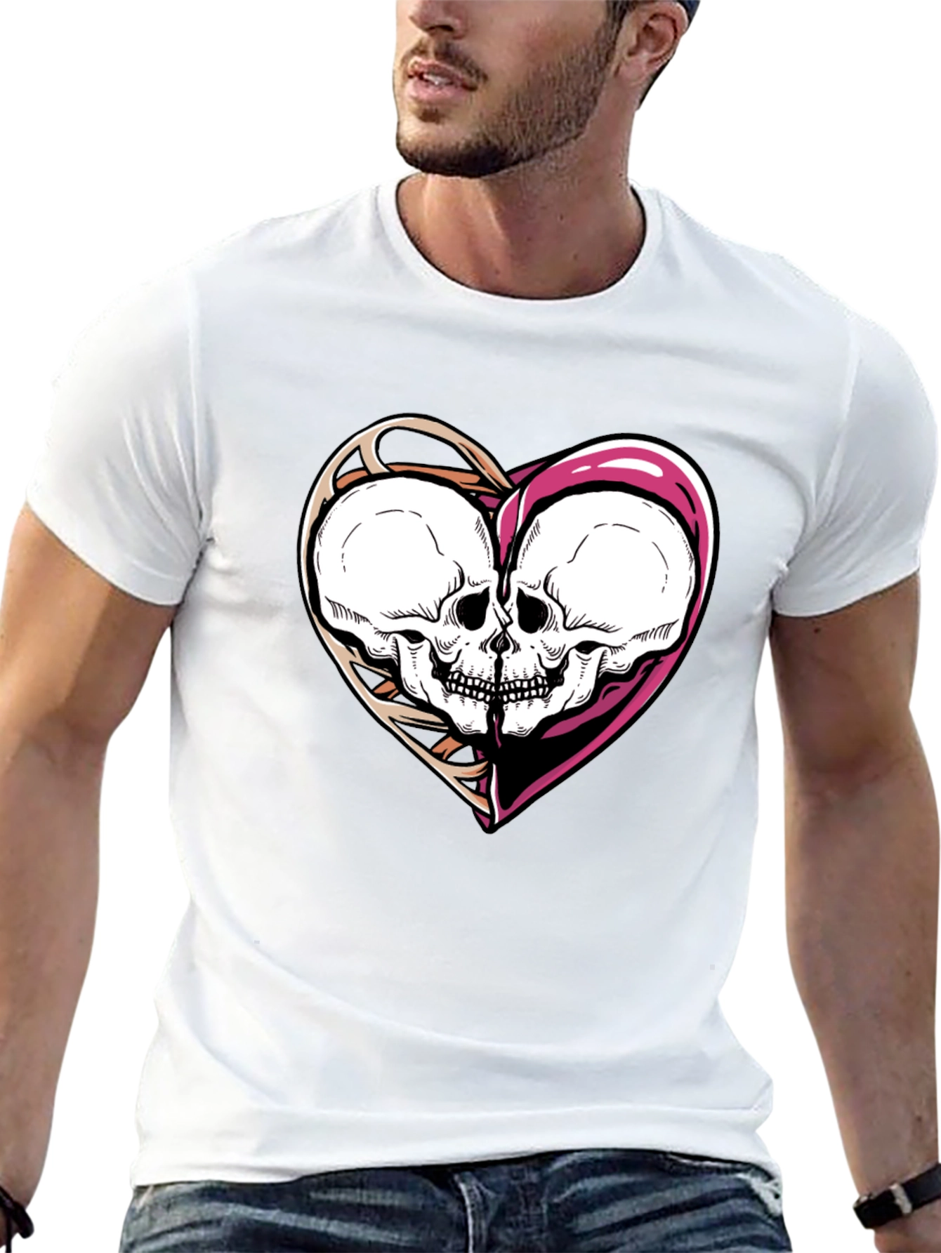 Skull Heart Graphic Tee - Unisex Black T-Shirt